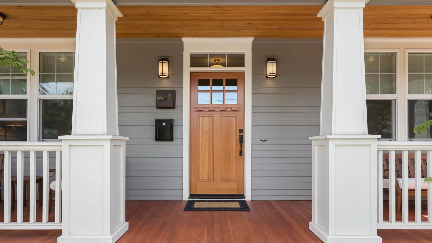 Covered porch and front door