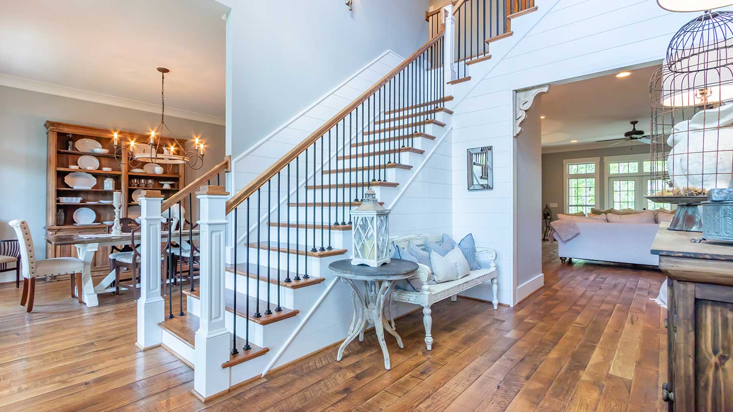 Wooden stairs in home