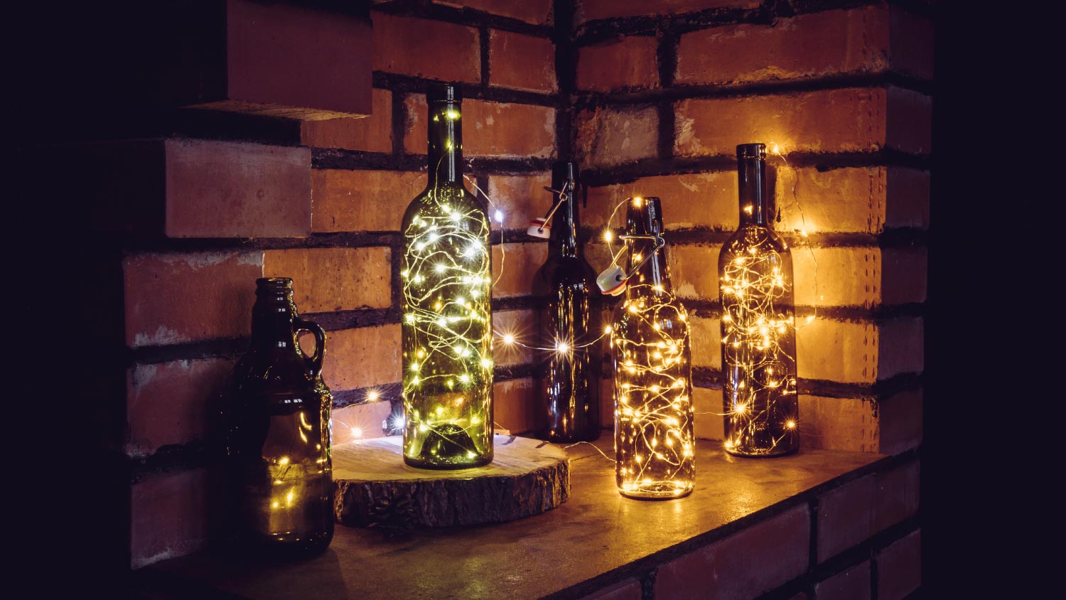Vintage style beer bottles LED lights