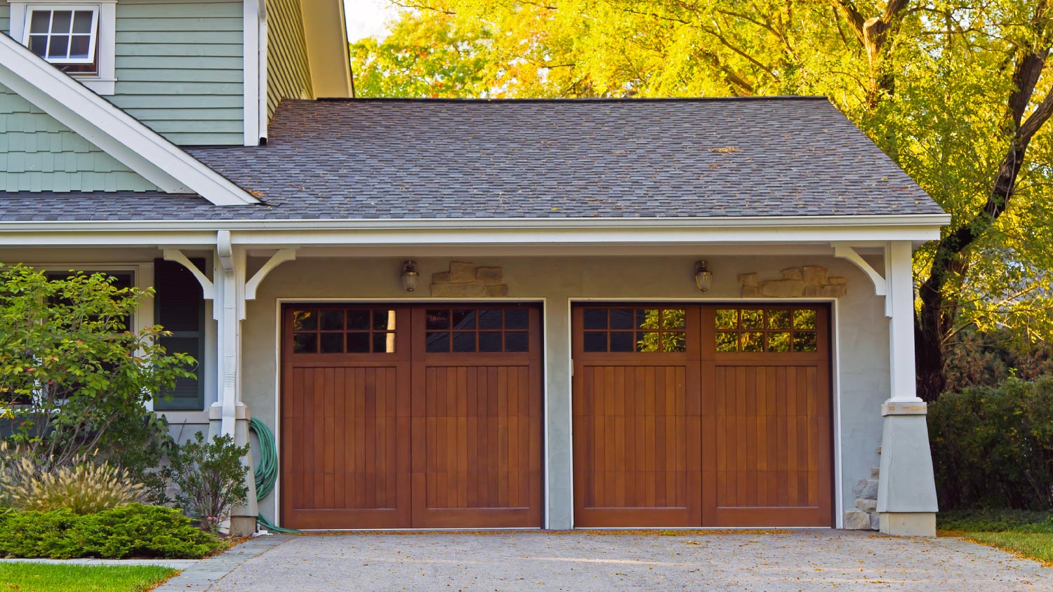 A wooden car garage