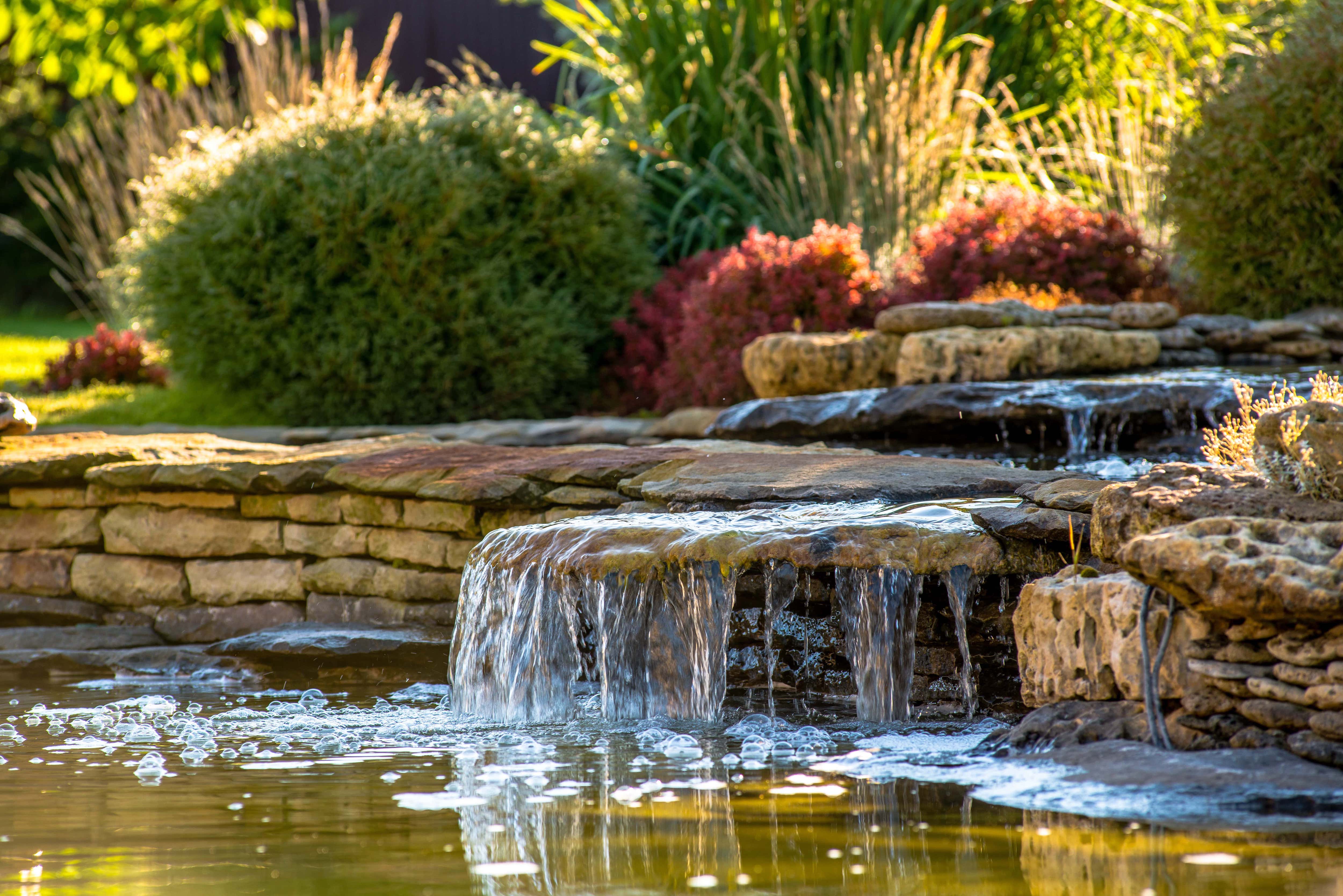 A small backyard waterfall