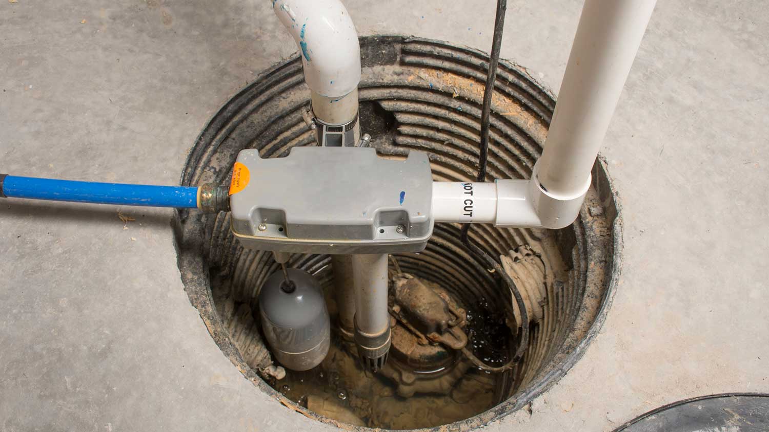 Sump pump installed in a home basement