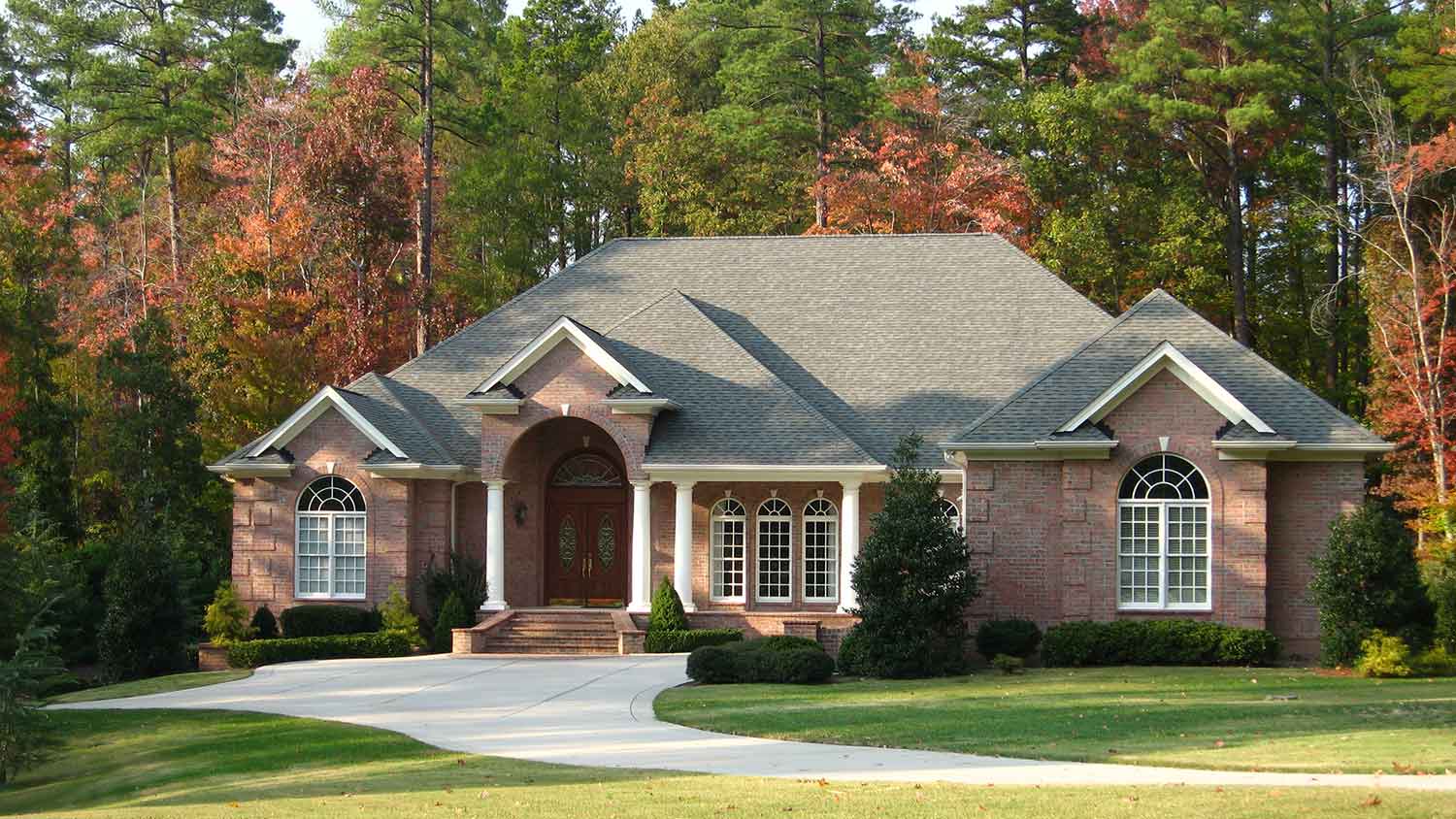 One story brick house in the country
