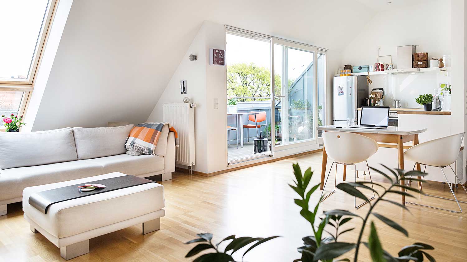 Attic apartment with terrace and big windows