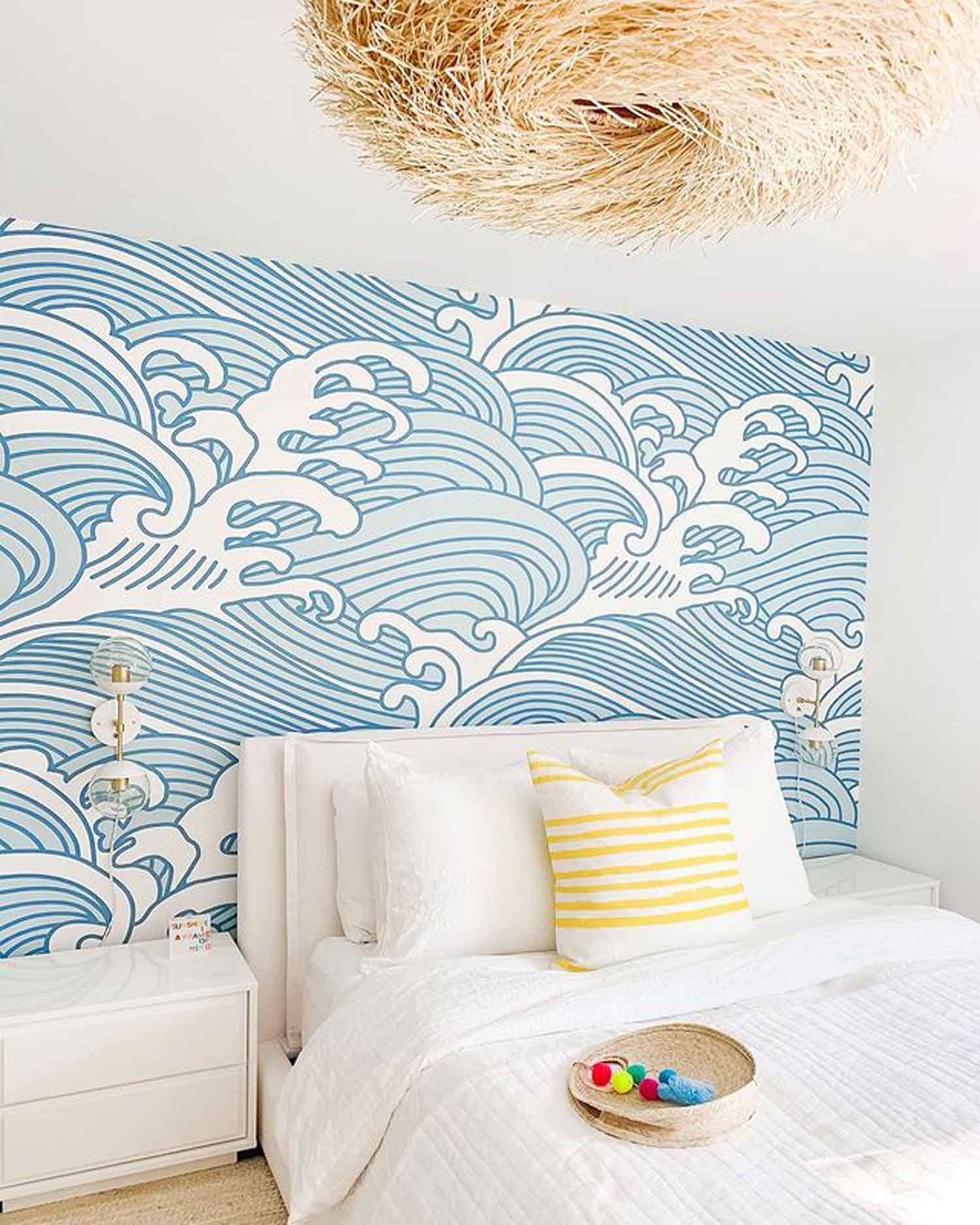 Ocean vibe bedroom accent wall