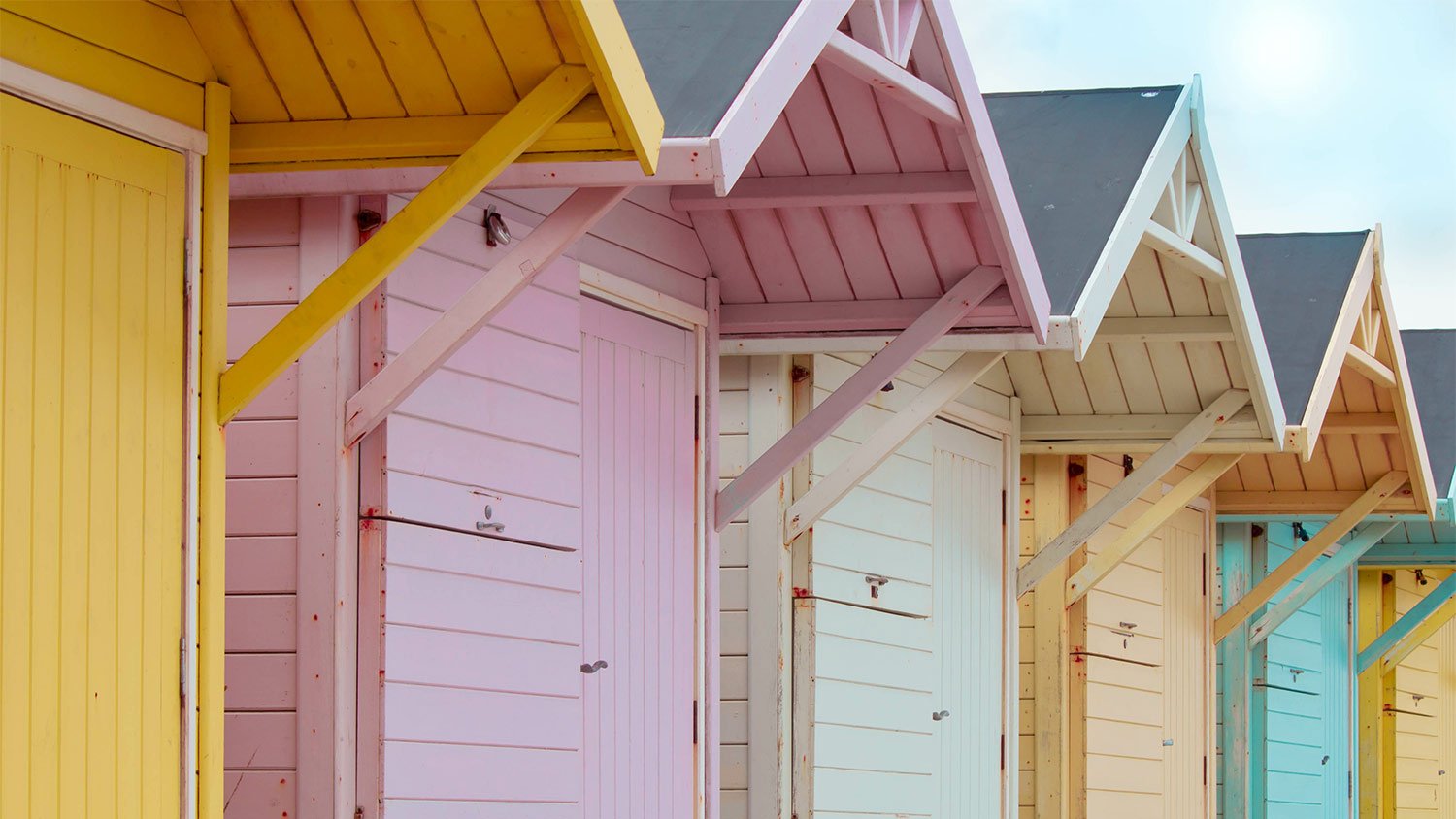 Bright pastel colors wood painted buildings