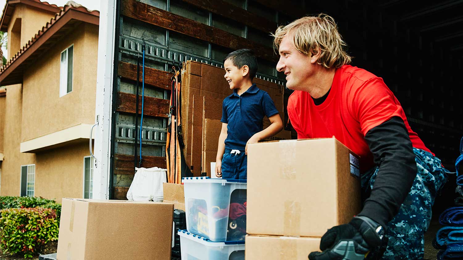 Child and mover in moving truck