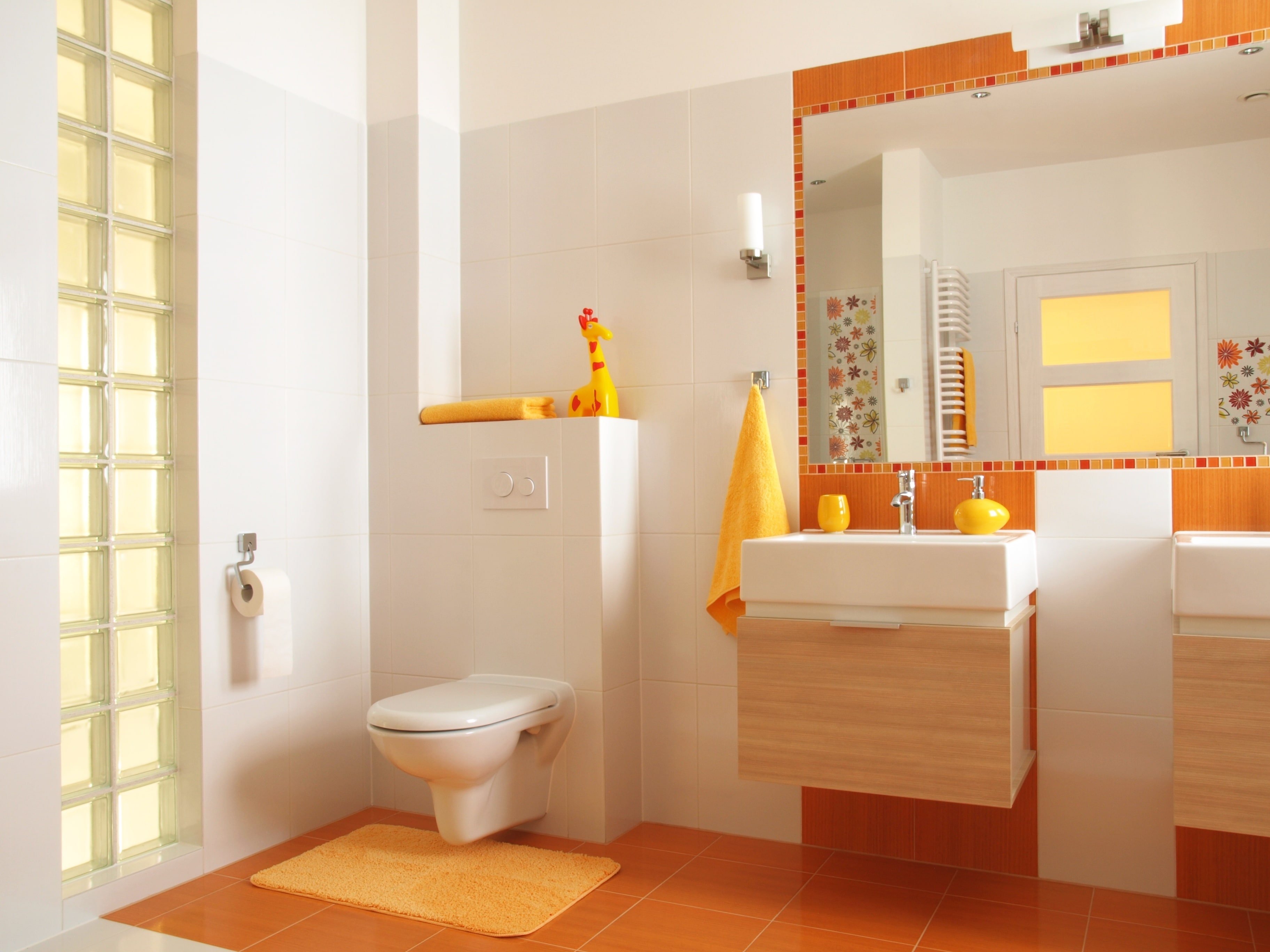 Orange kids' bathroom in home