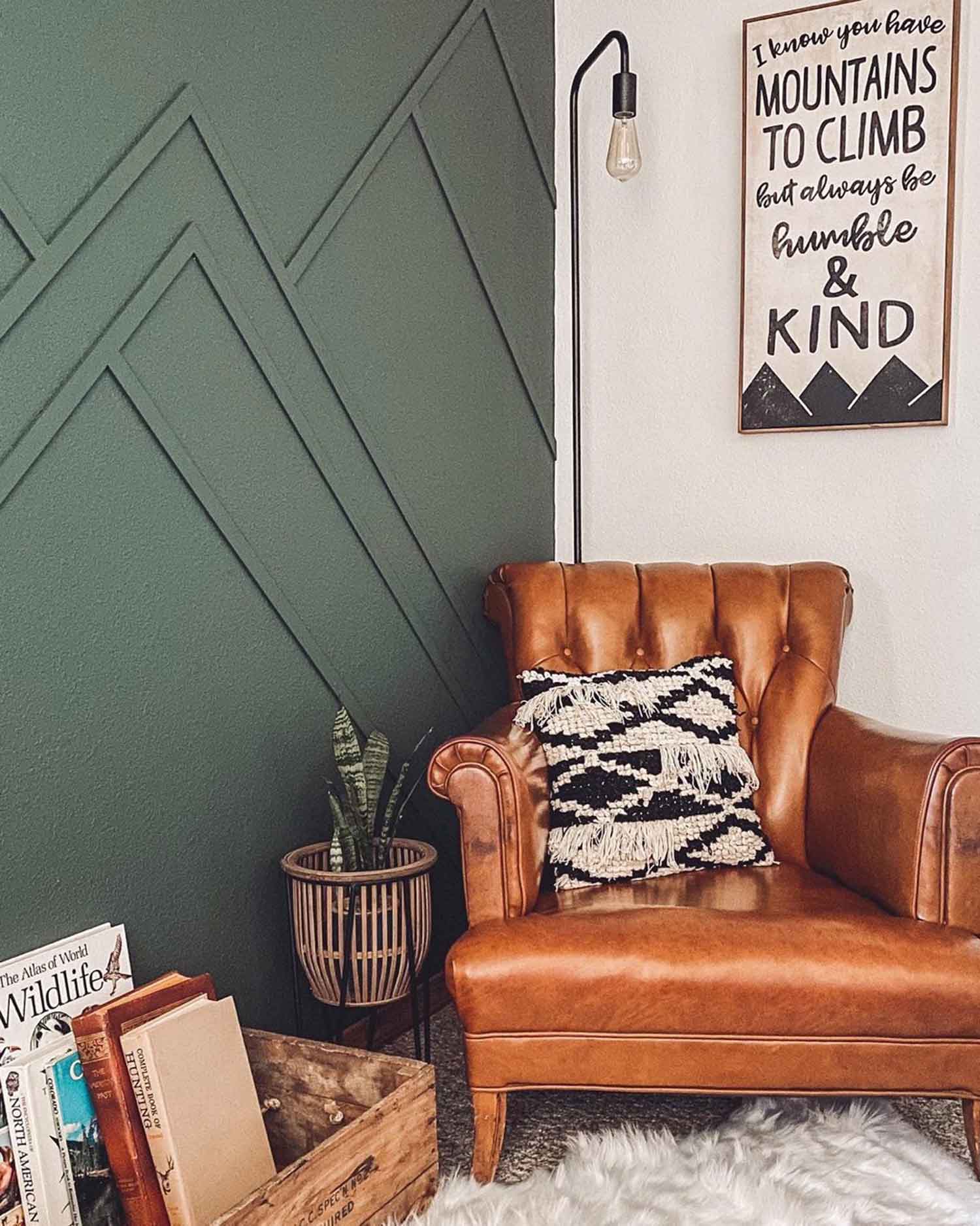 Cozy reading area with leather armchair