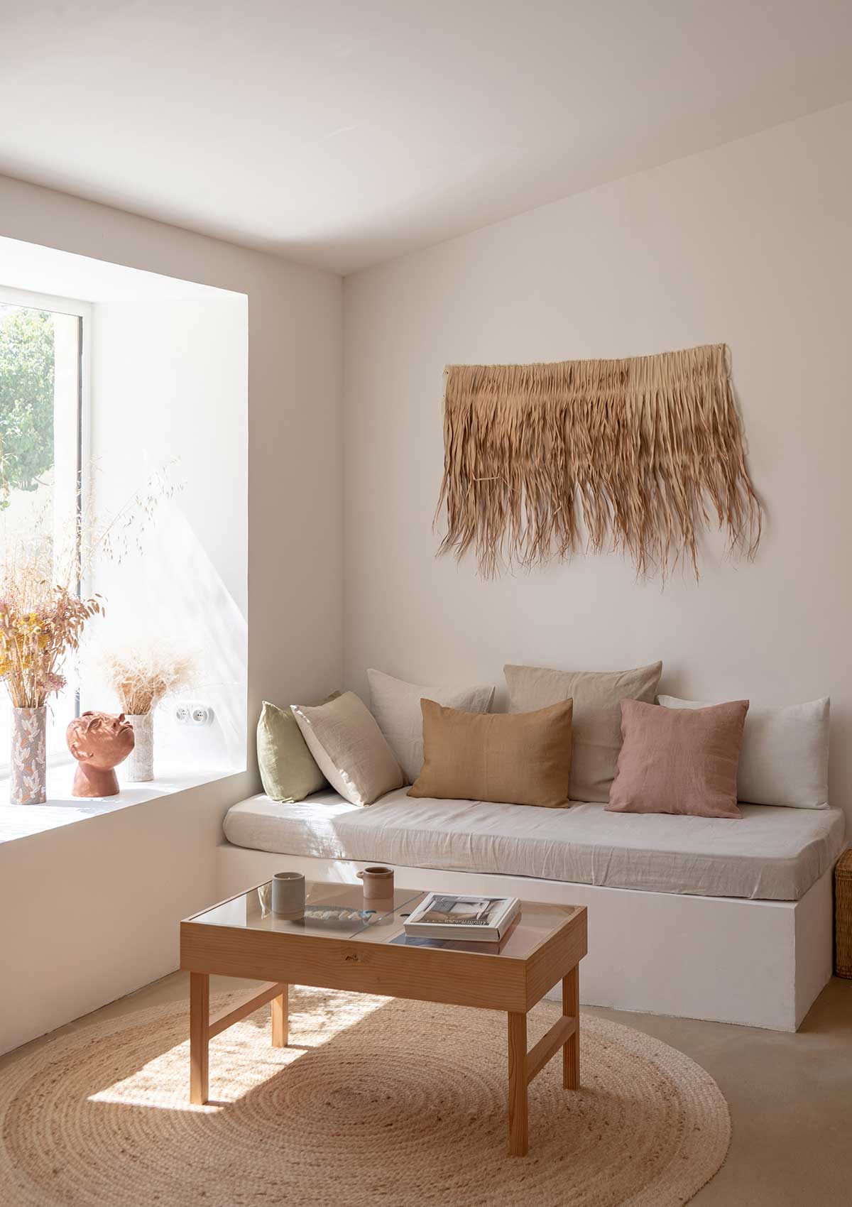 Living room decorated with neutral colors