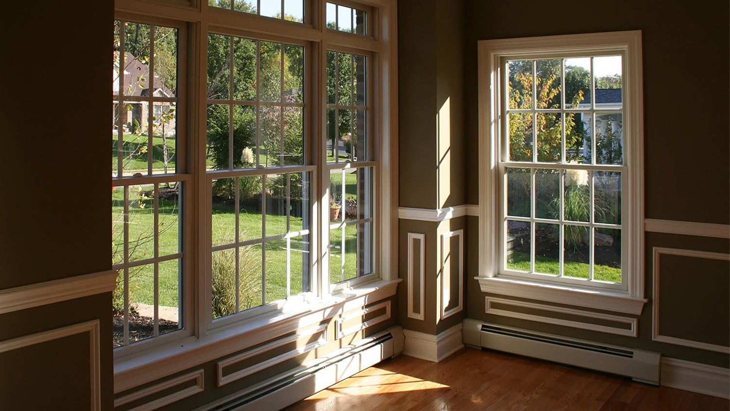 Double hung windows view of yard