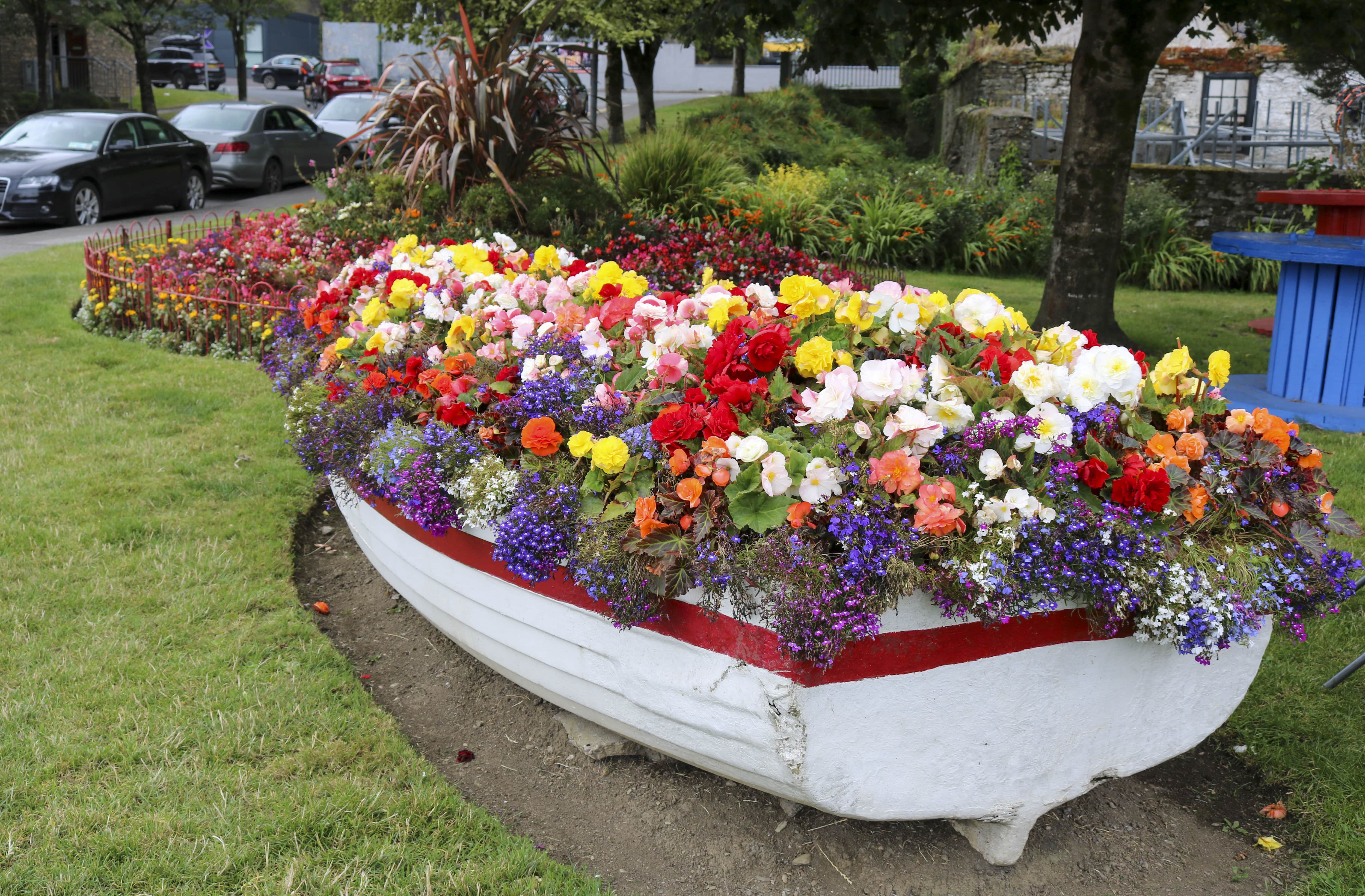 Flower bed in boat