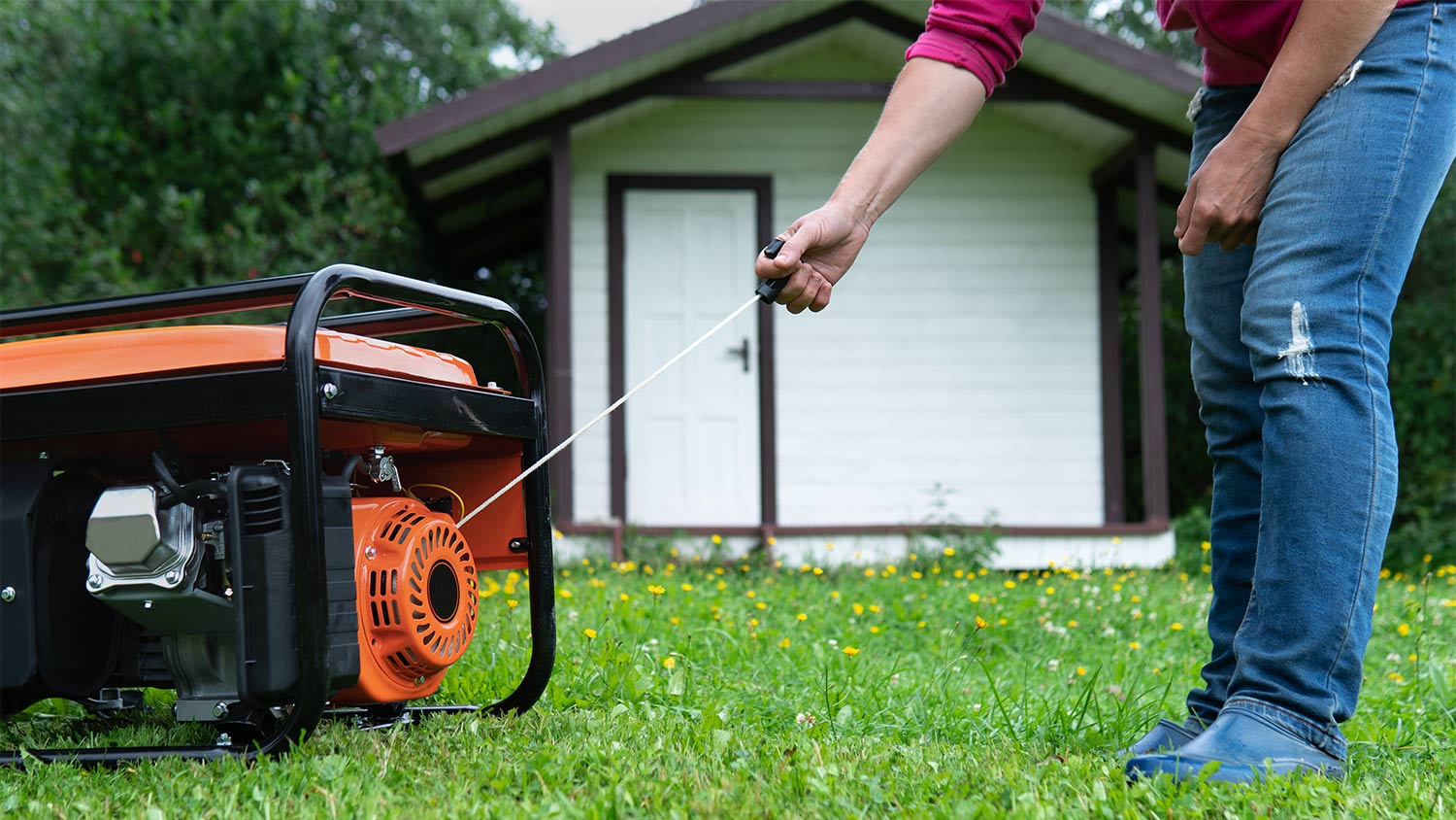 Yard generator cord start shed