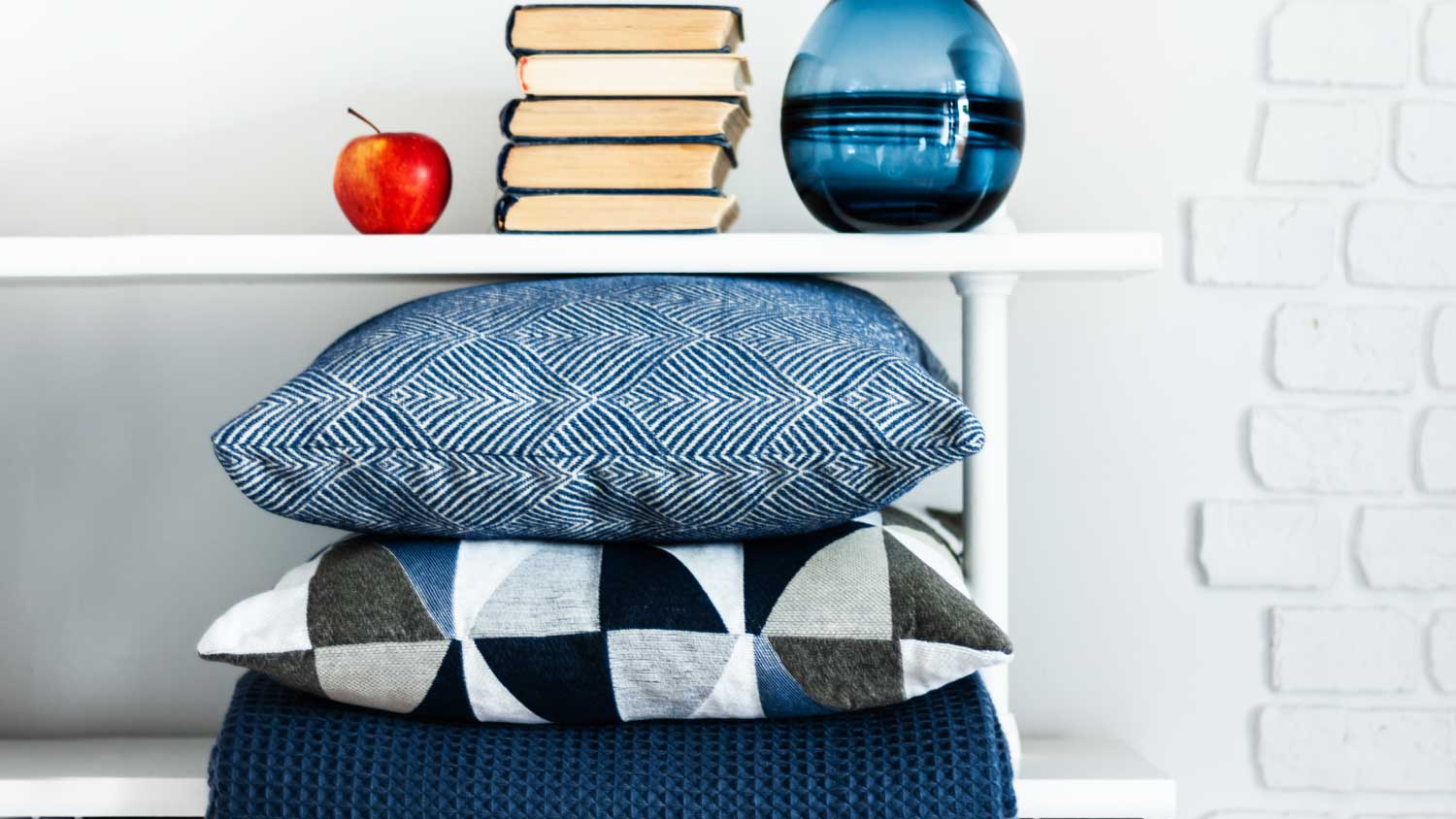 geometric blue decor and cushions