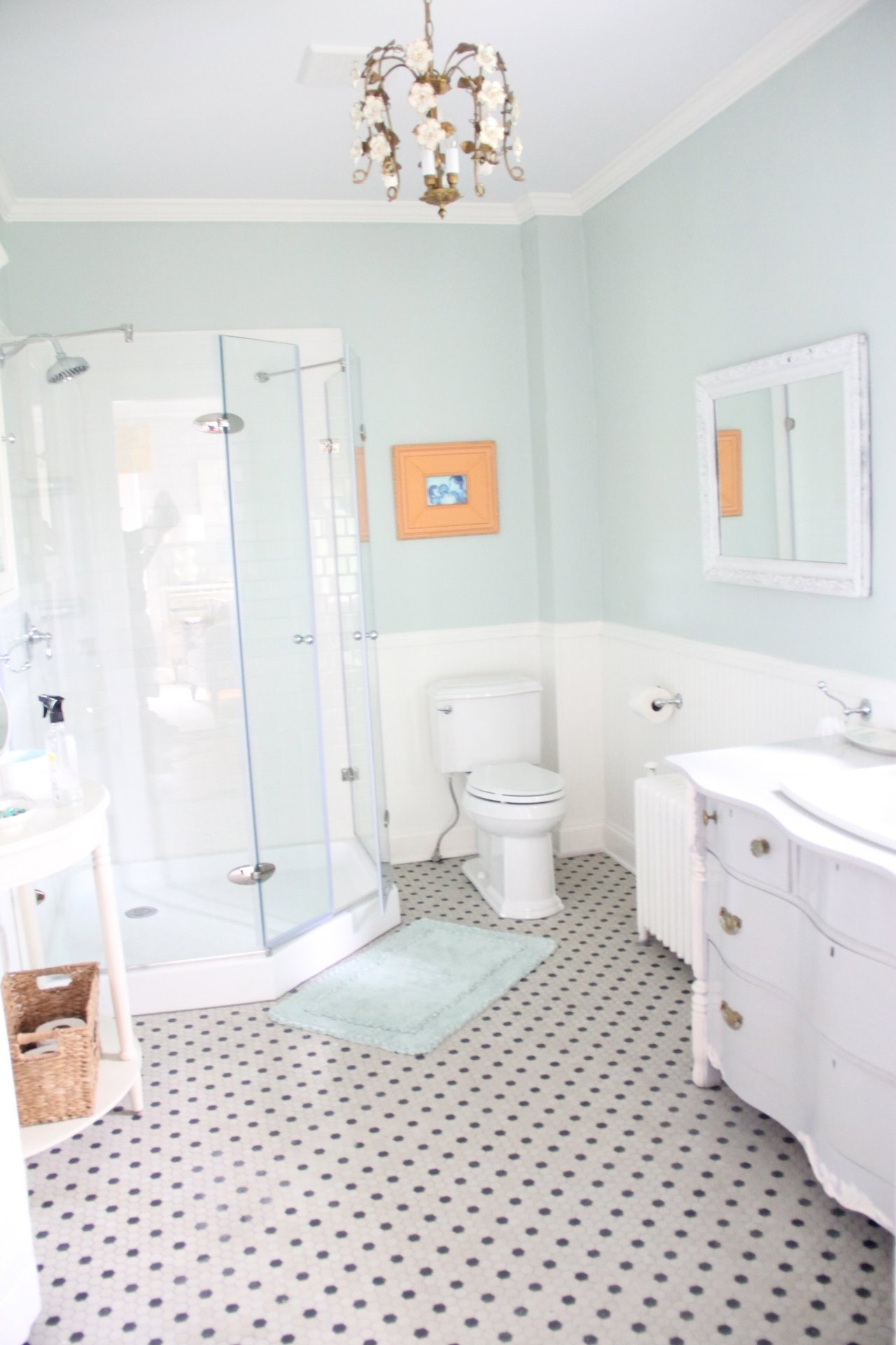 Small bathroom with glass shower