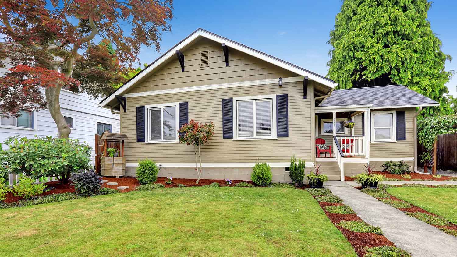 American craftsman house with green siding