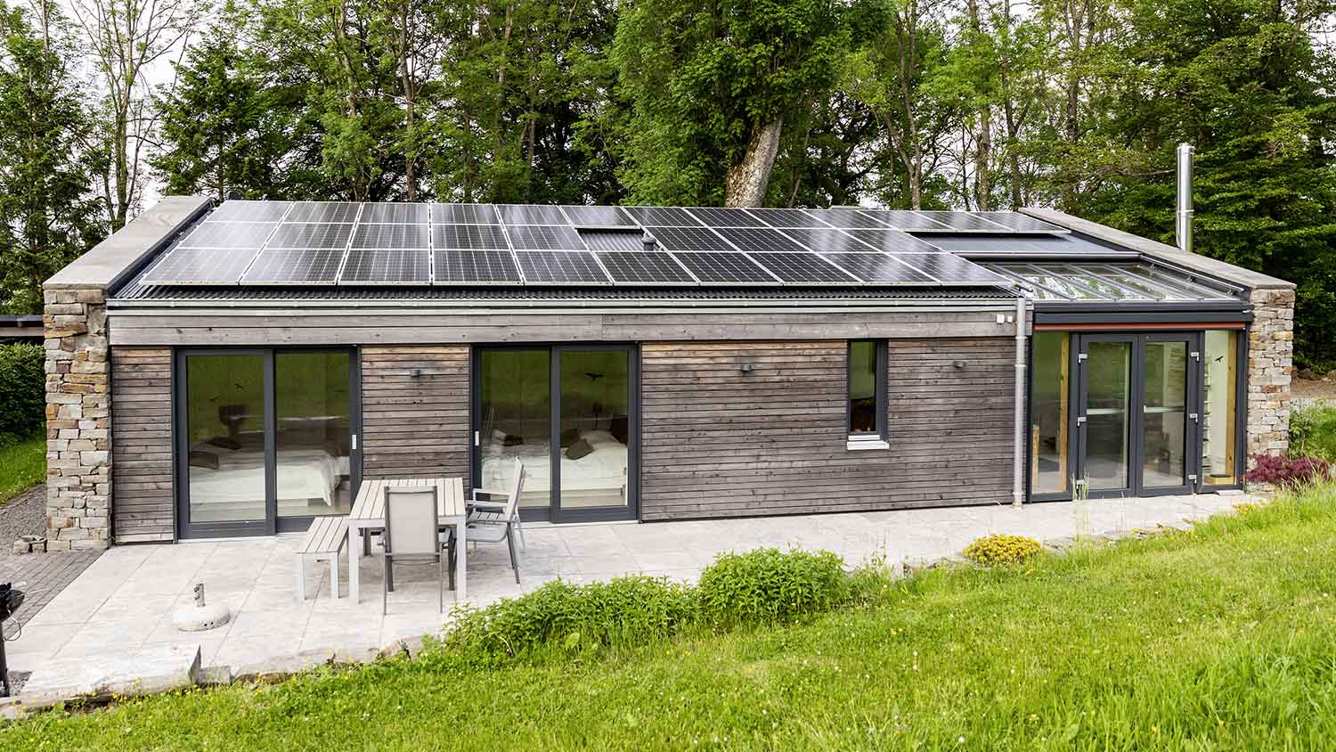 Modern house solar panels.