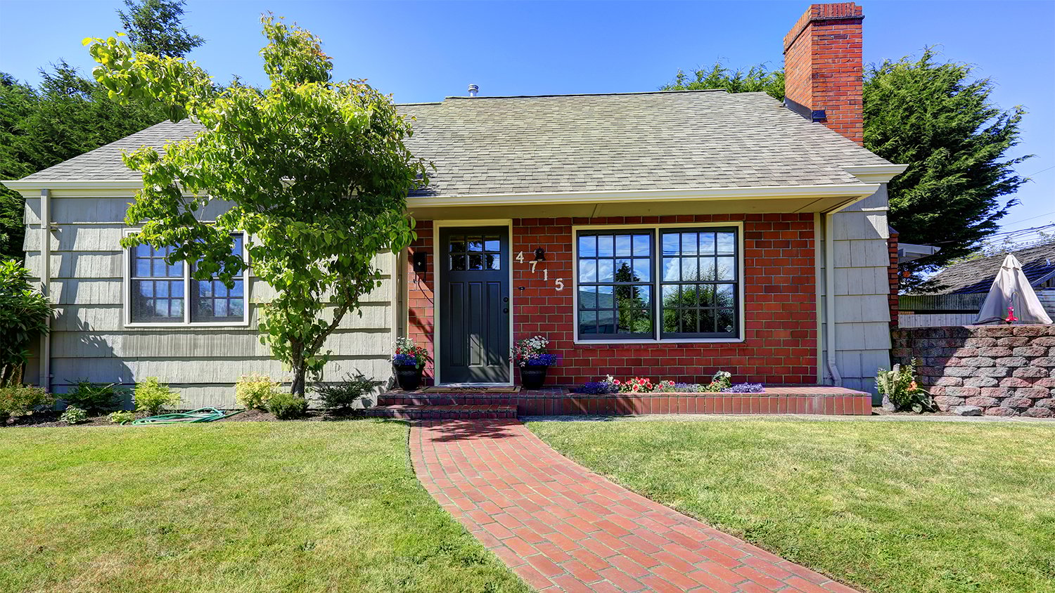 house with brick running bond paver