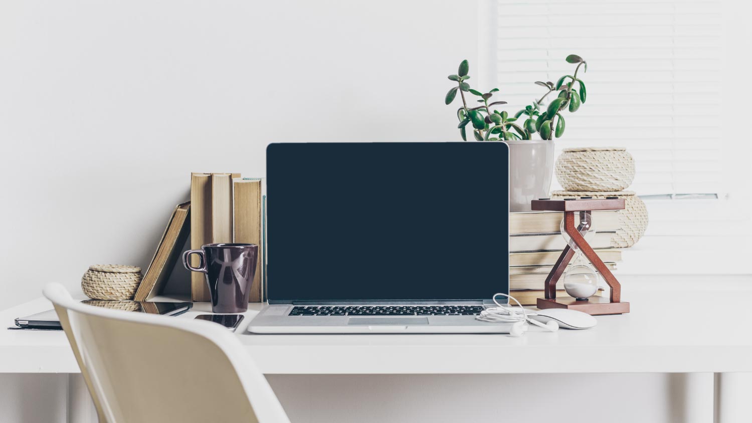 A laptop in working space