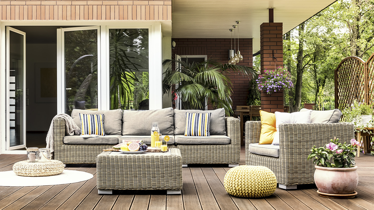 large garden patio oasis