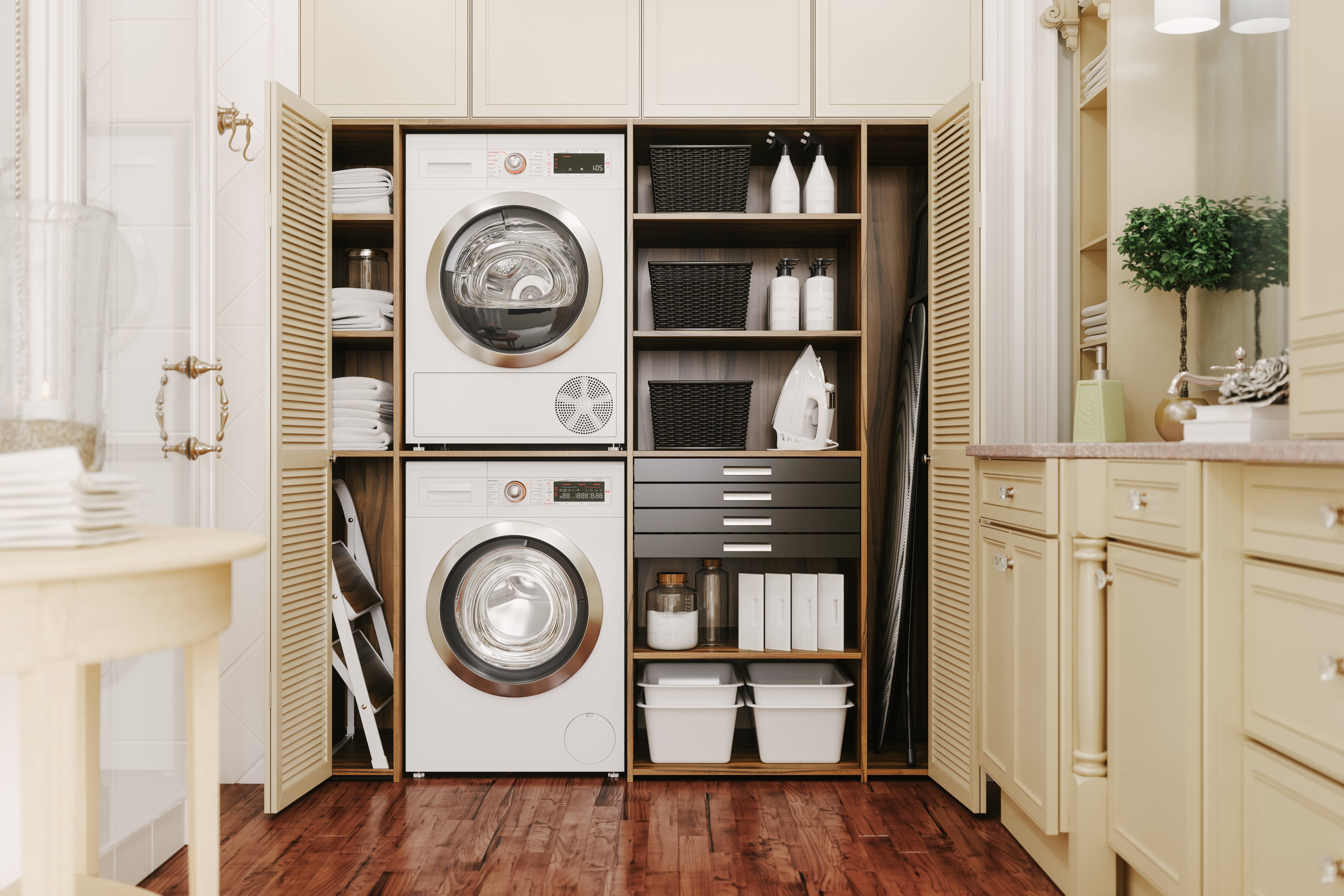 Large laundry room with ample storage