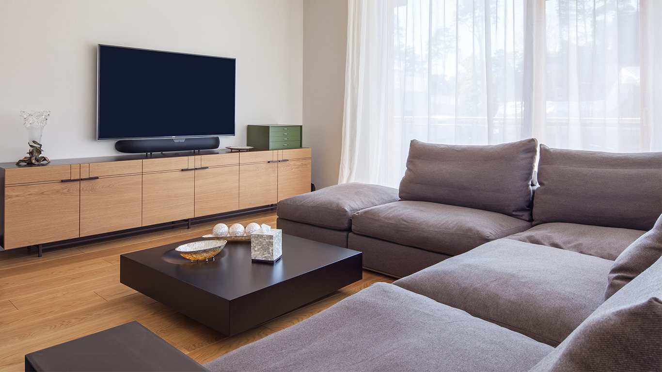 living room interior with tv