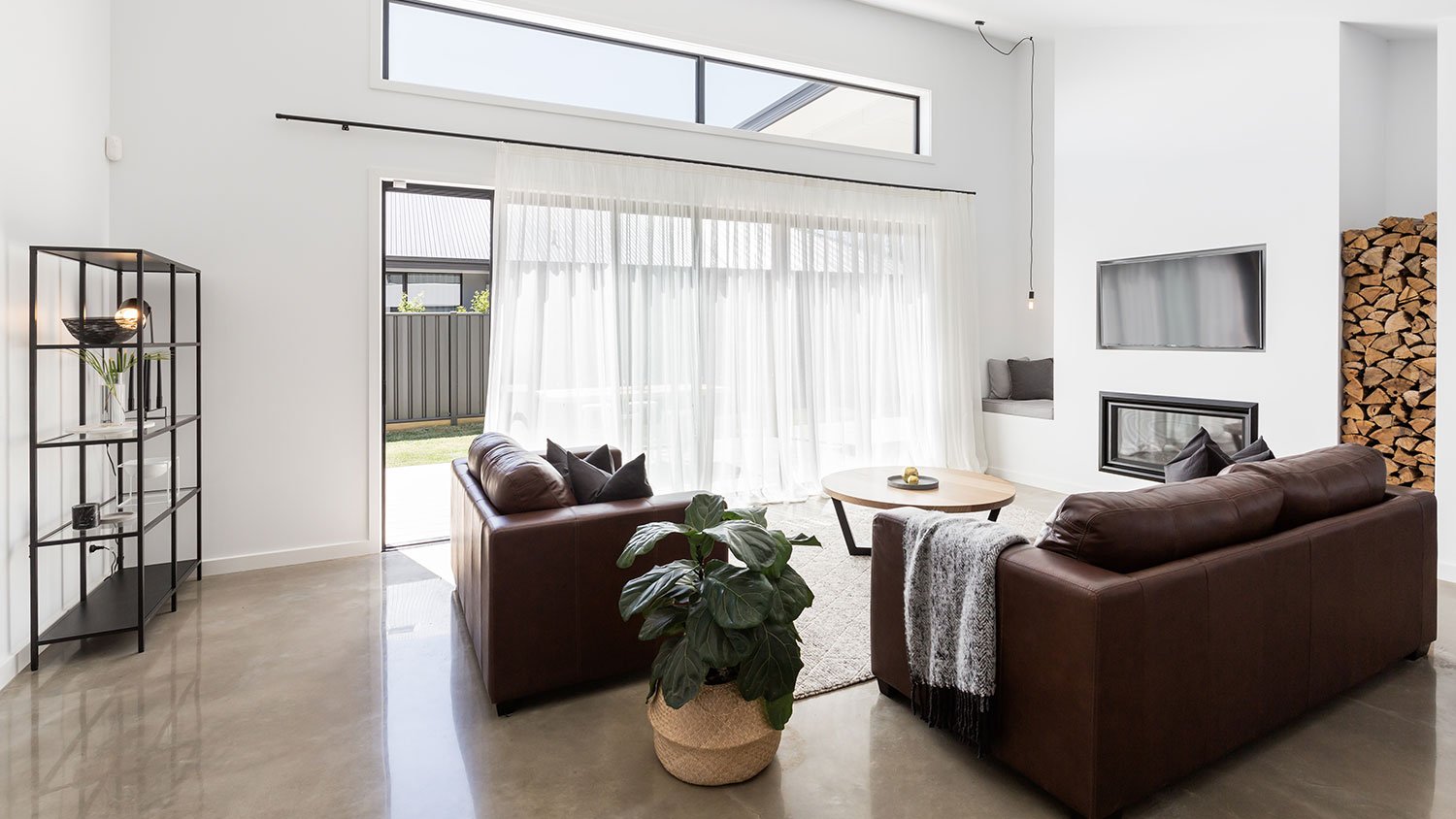 Living room with sliding patio doors