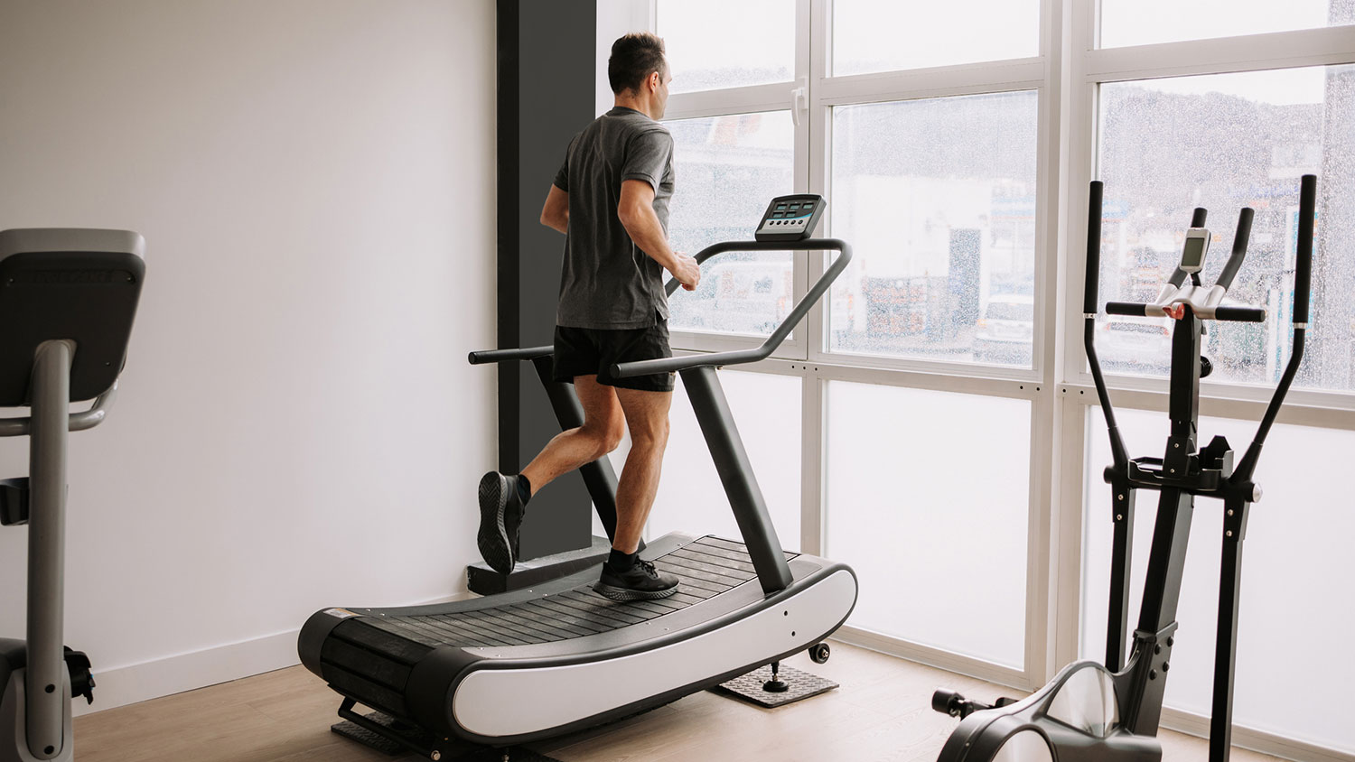 Man running on a treadmill