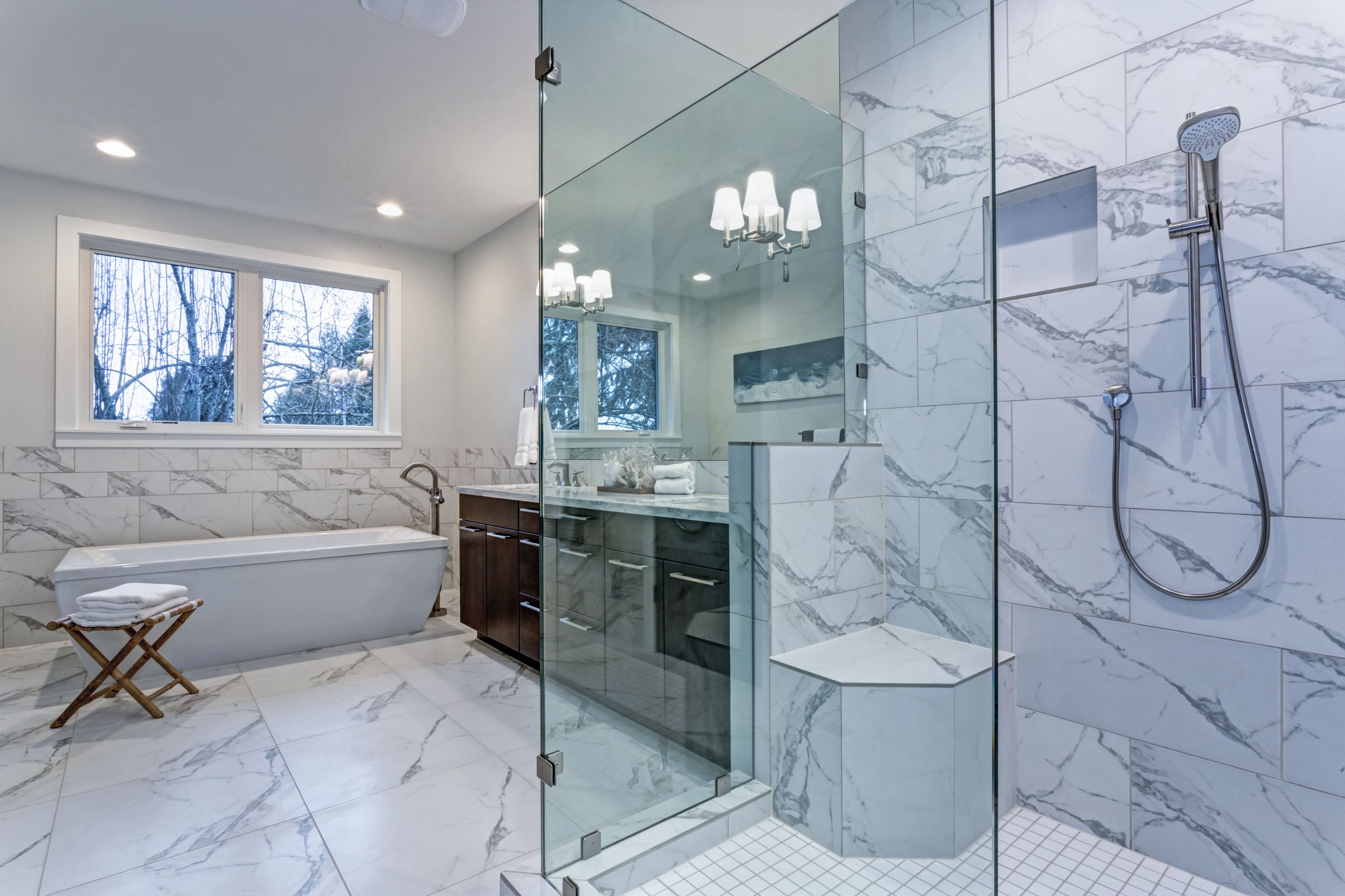 Marble in large bathroom