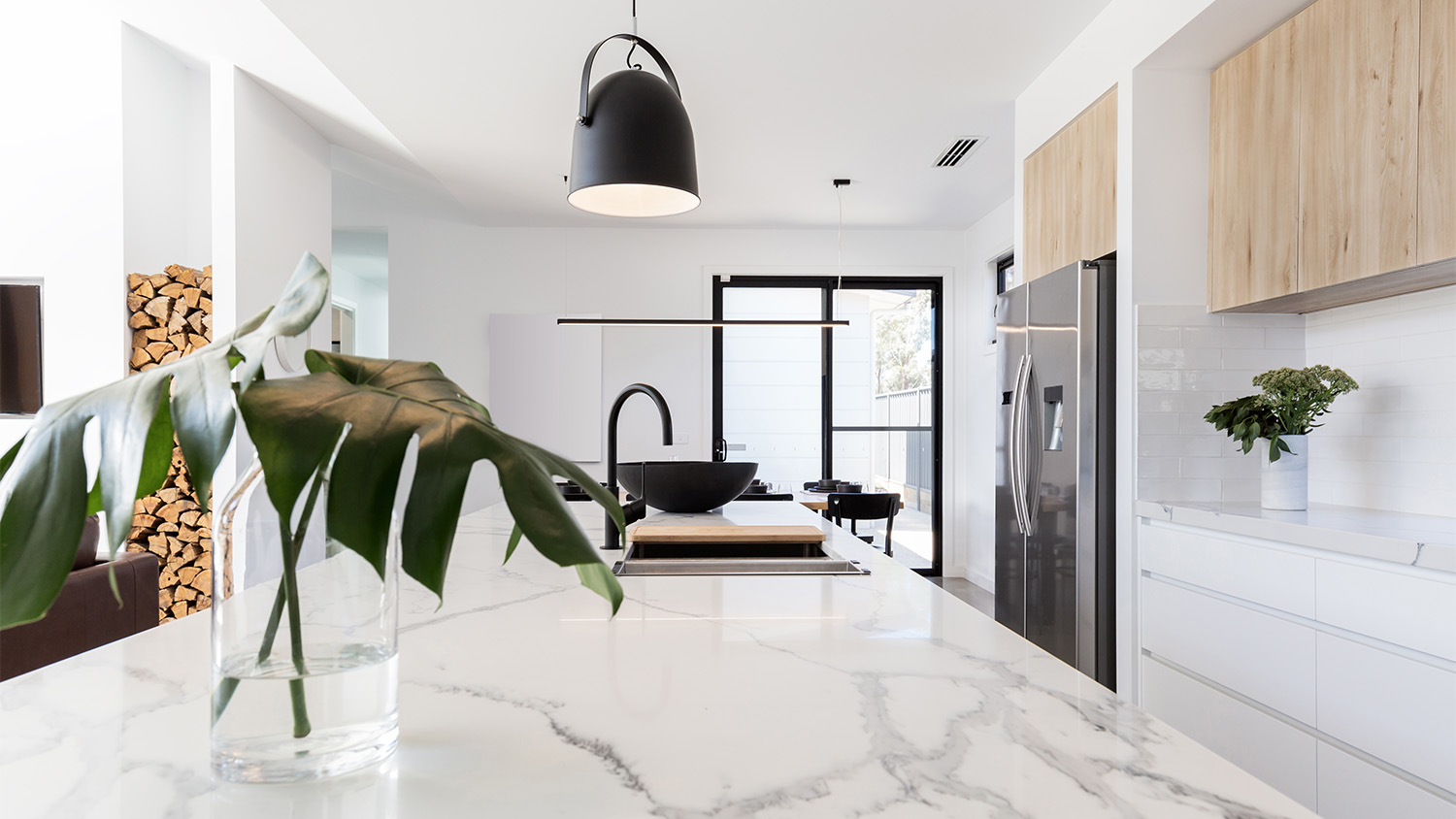 large marble kitchen island   