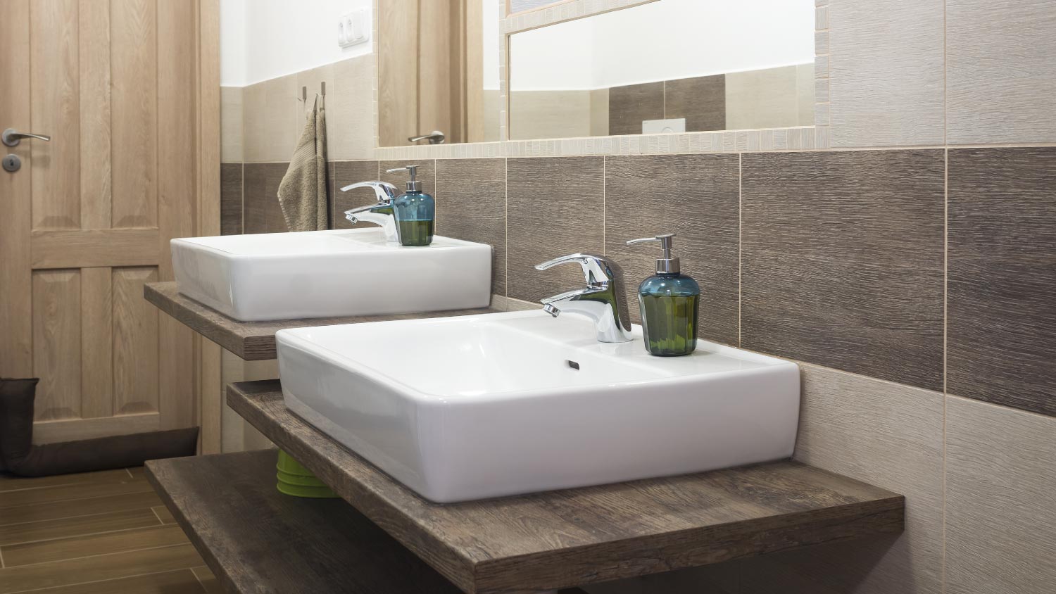 A modern bathroom with a children's sink