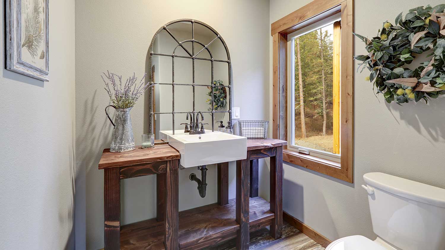 Bathroom vanity made with reclaimed wood