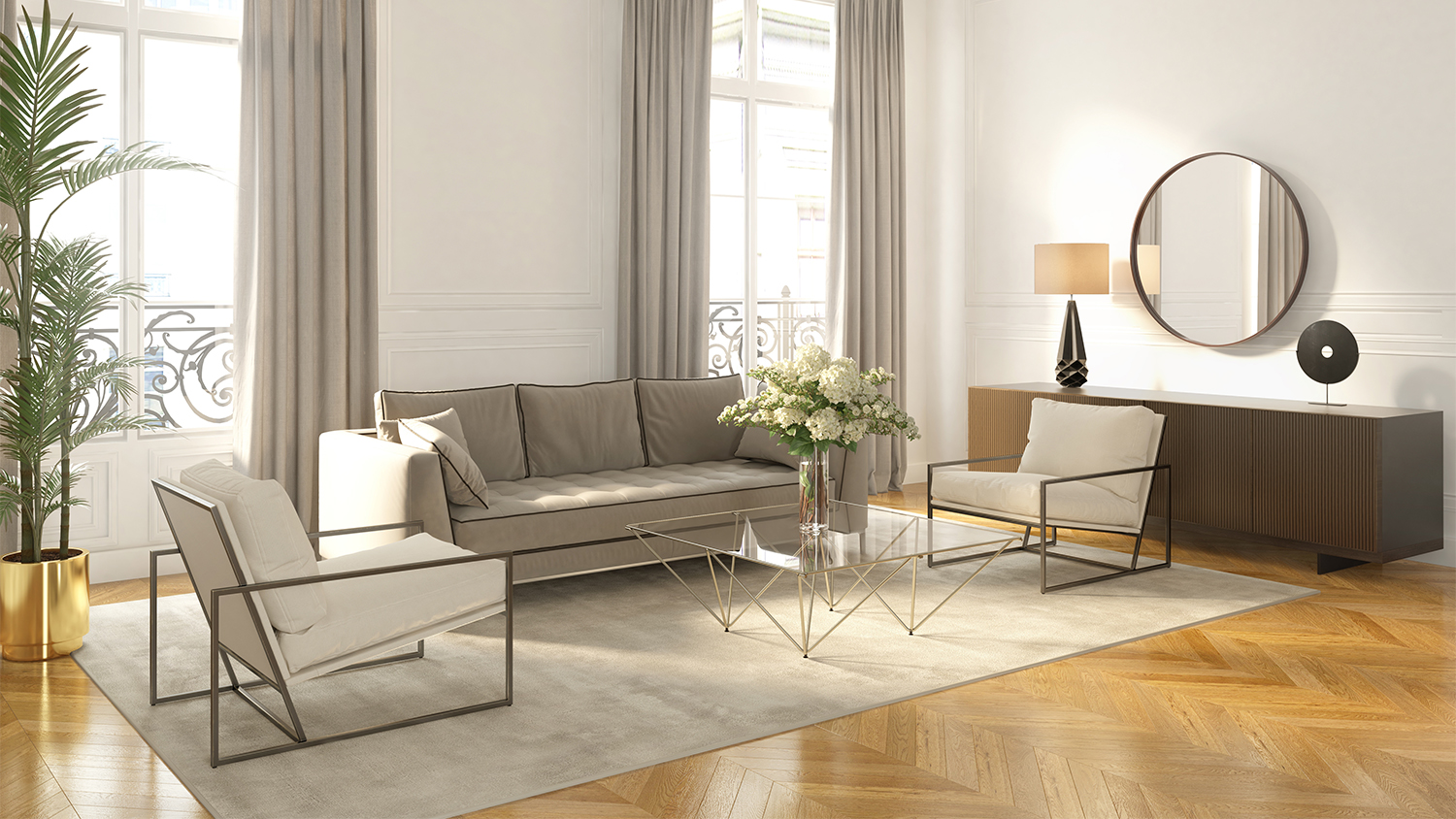 simply elegant neutral living room