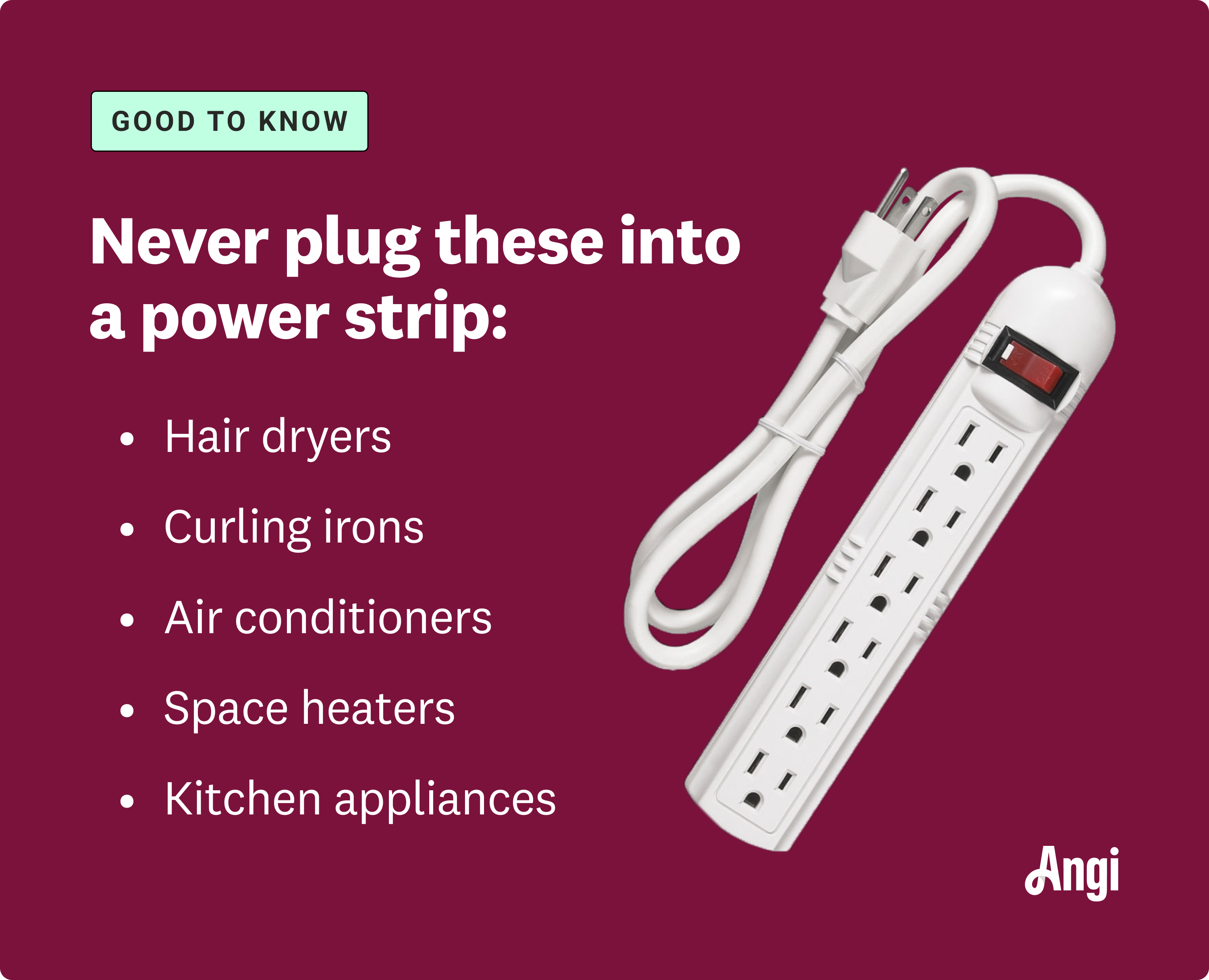 A list of items you shouldn't plug into an extension cord