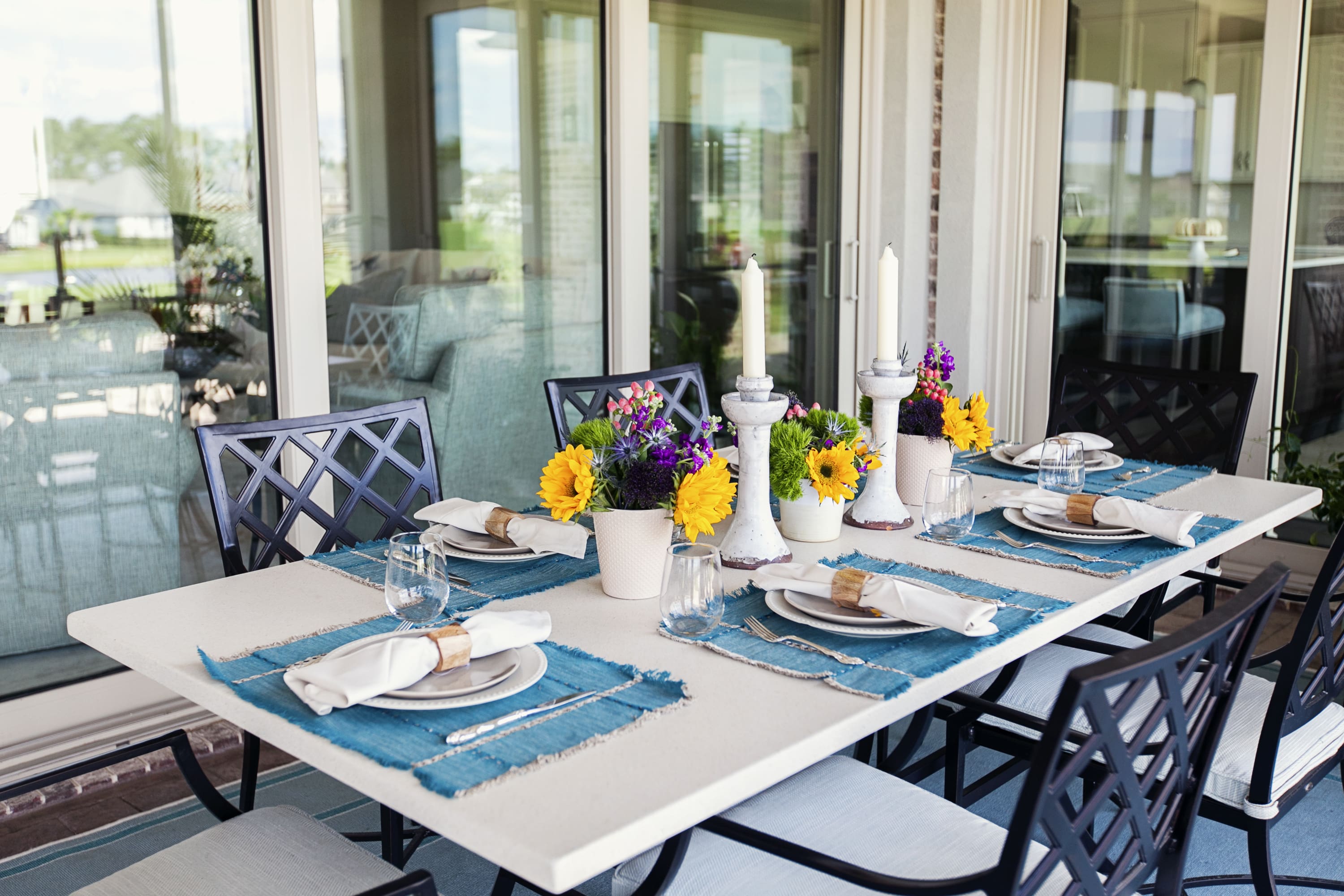 Tablescape on outdoor dining table