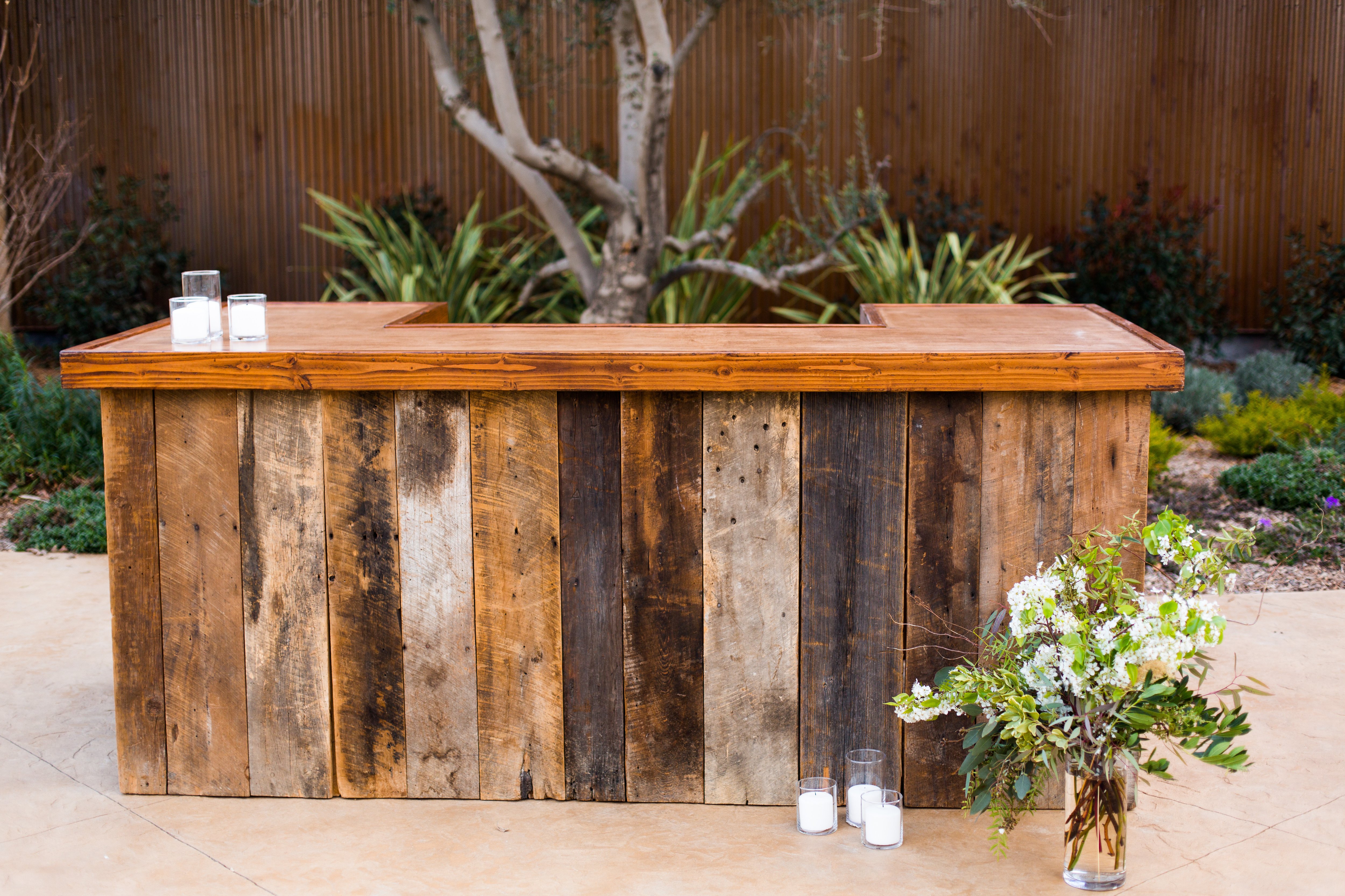 Wooden bar on an outside patio