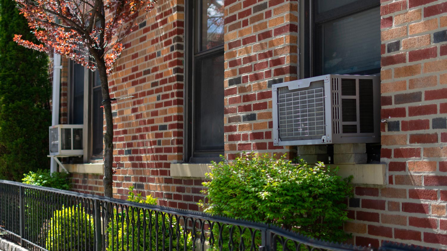 An outdoor window air conditioning