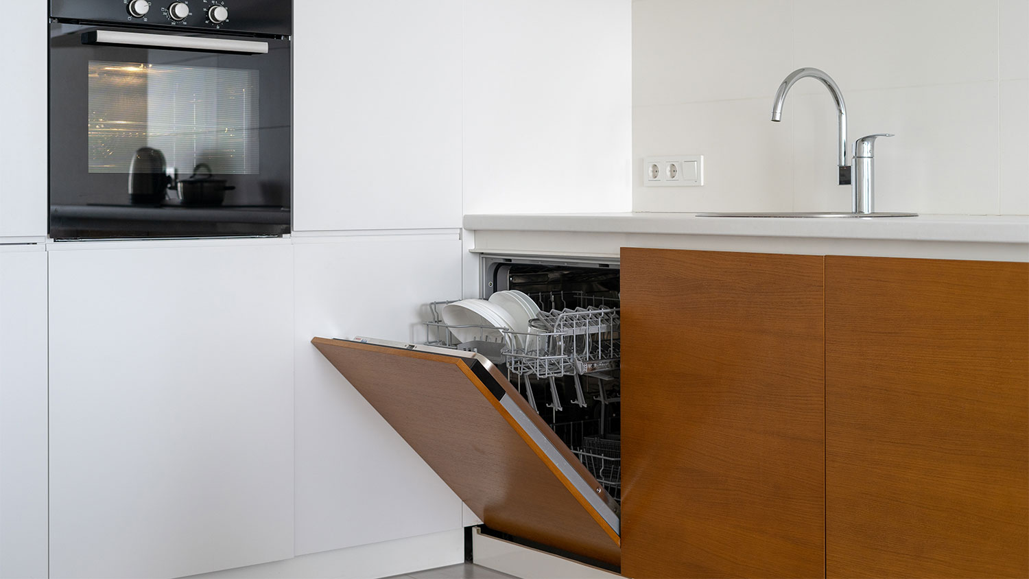 Open panel-ready dishwasher