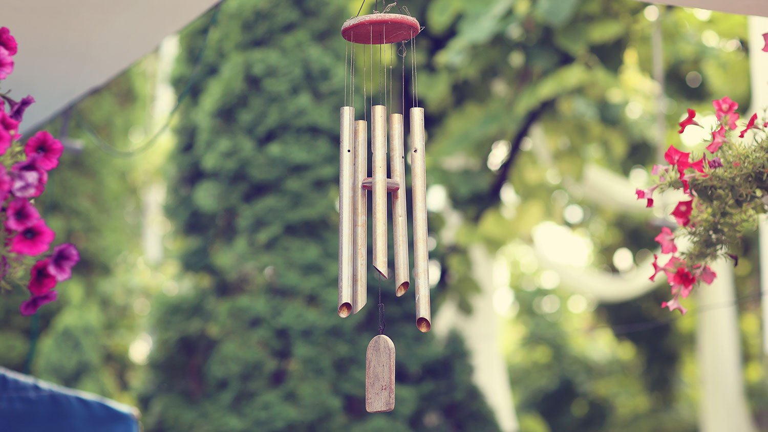 Silver and wood wind chimes