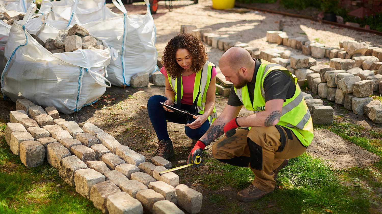 Landscape designers reviewing materials