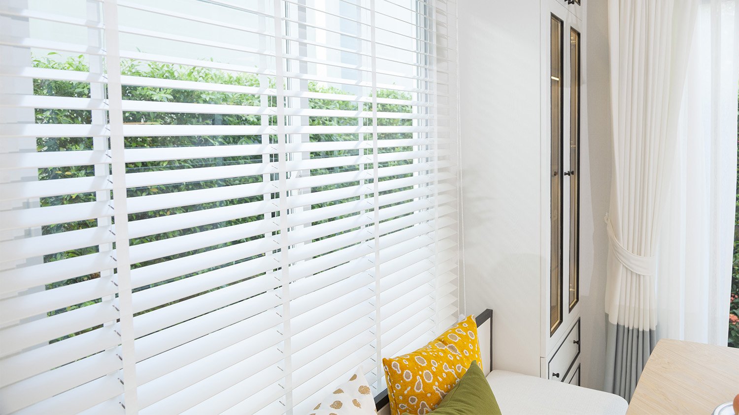 close up shot of blinds on window