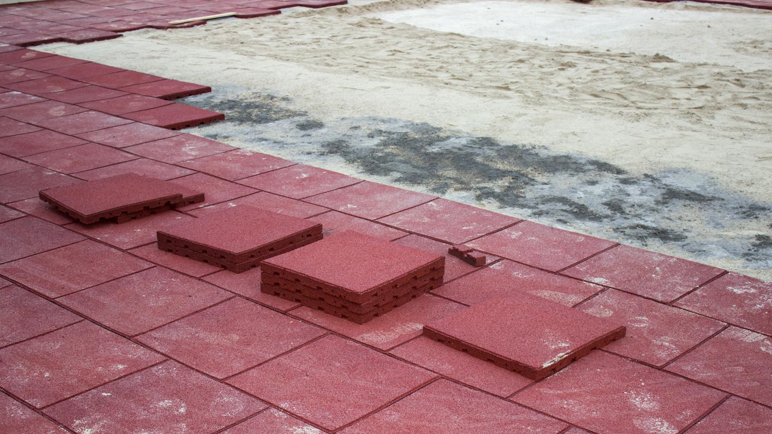 Rubber pavers while installed