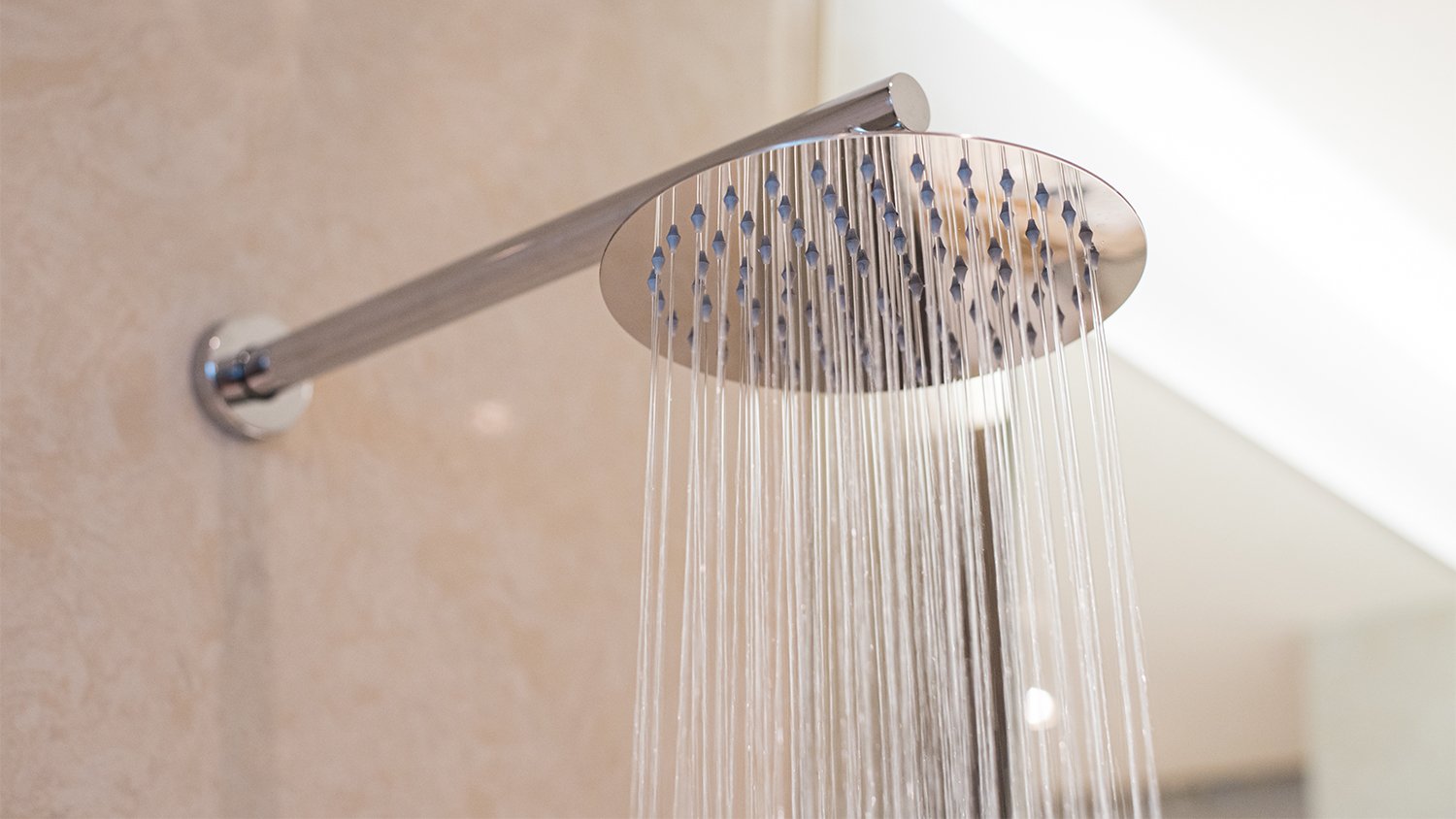 closeup of shiny shower head