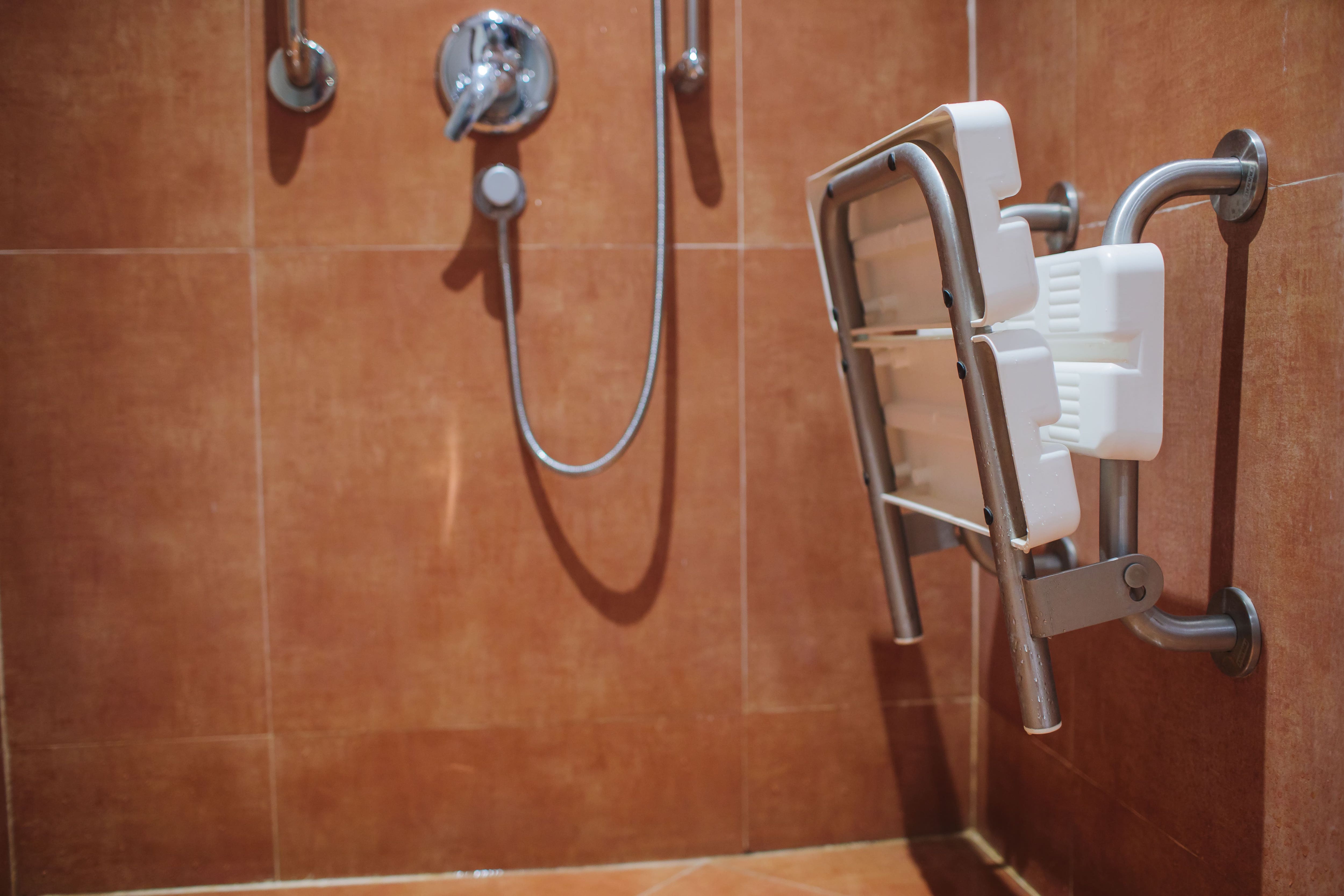 Accessible shower chair in shower