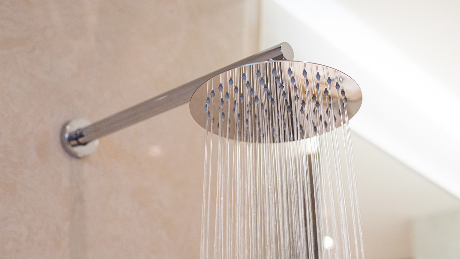 close up shower turned on