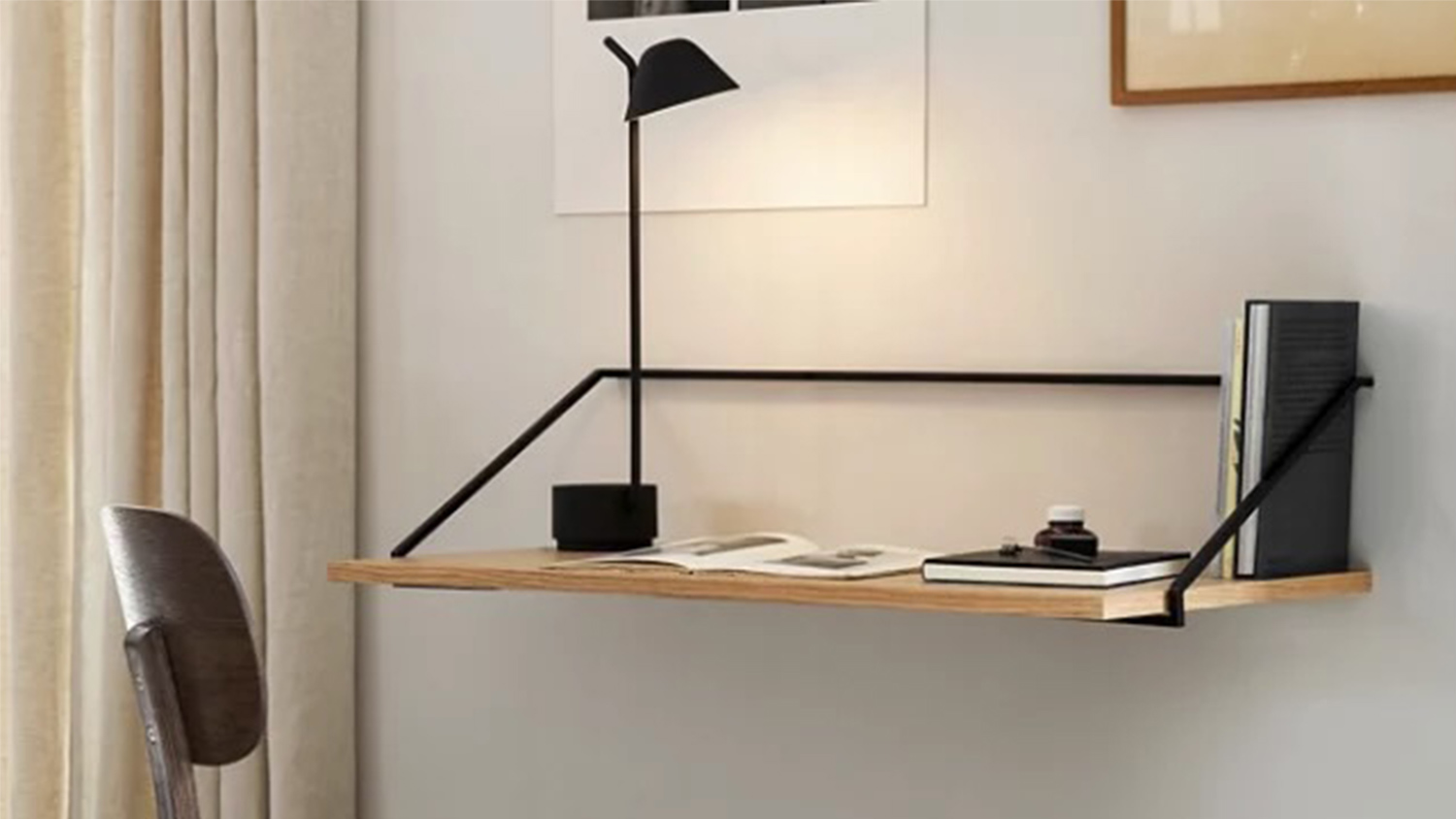 Simple modern desk attached wall