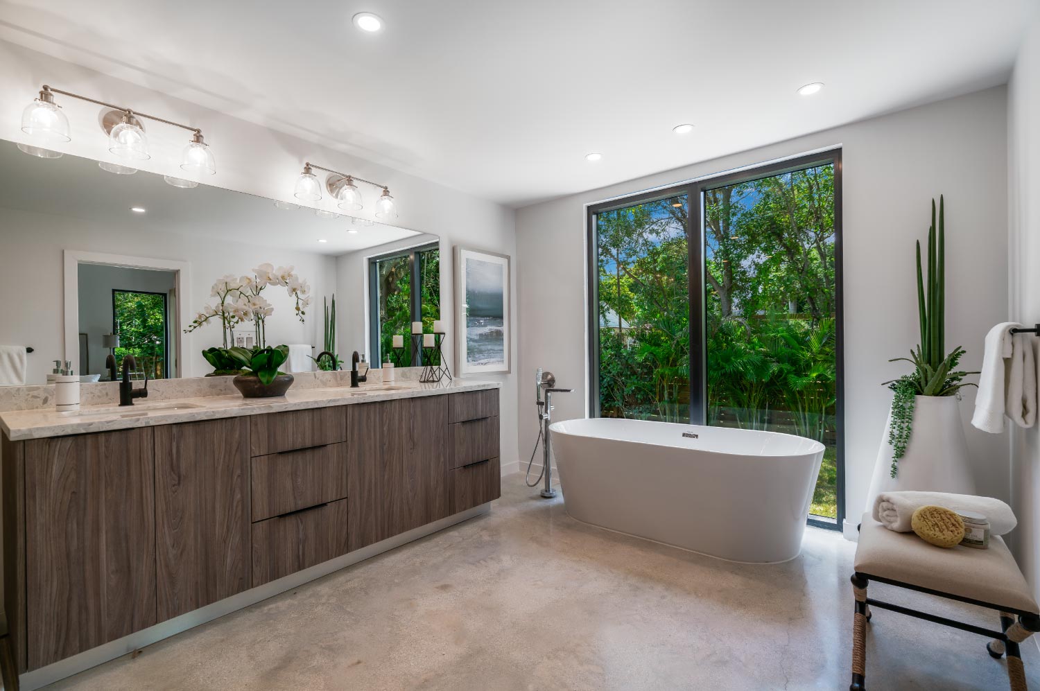 A traditional bathroom with large window