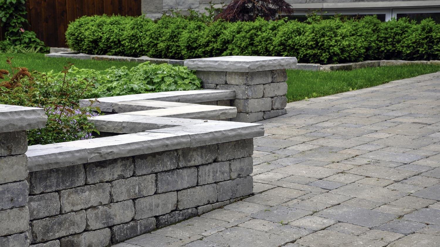 Tumbled pavers on a house’s garden