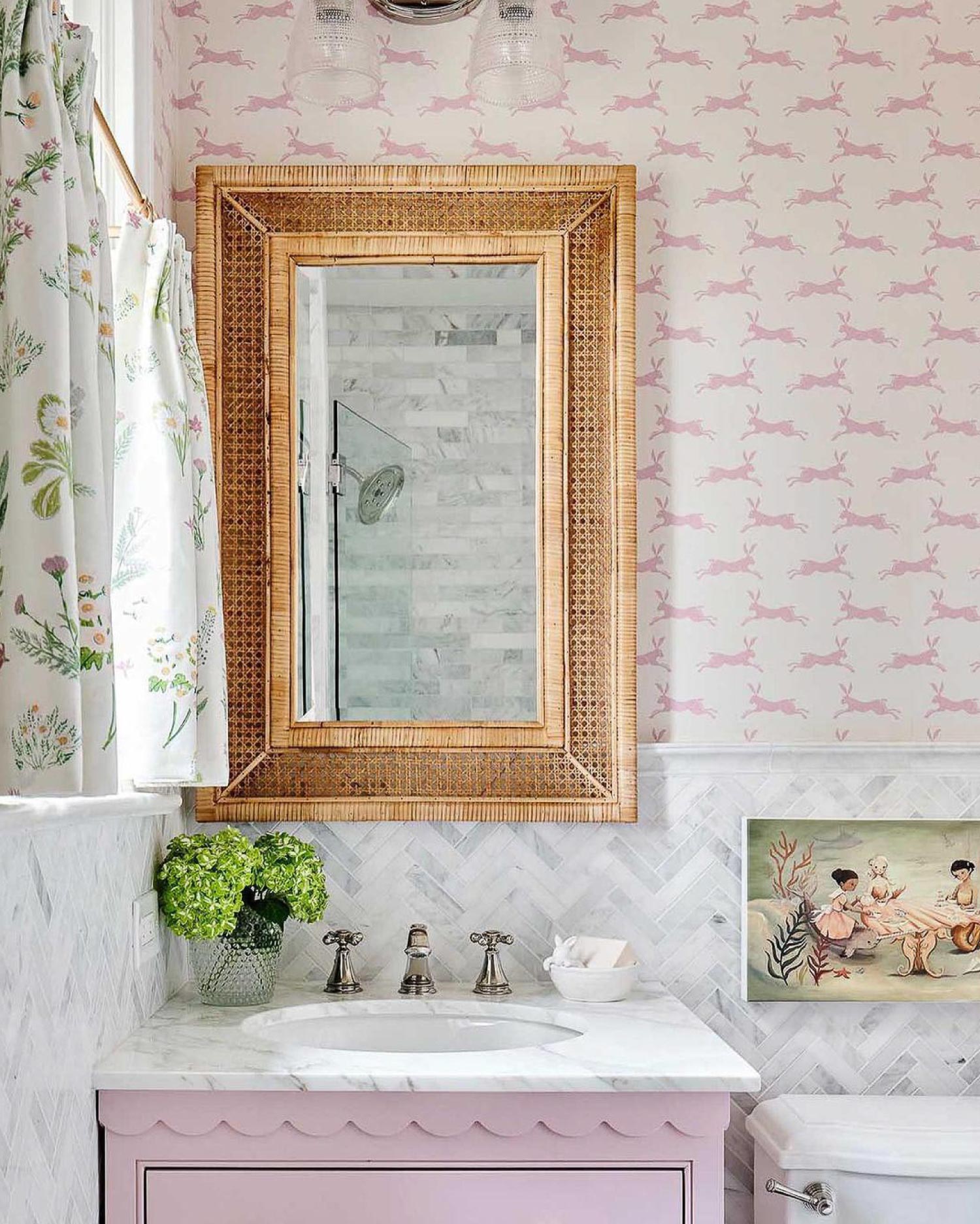 A vintage pink bathroom