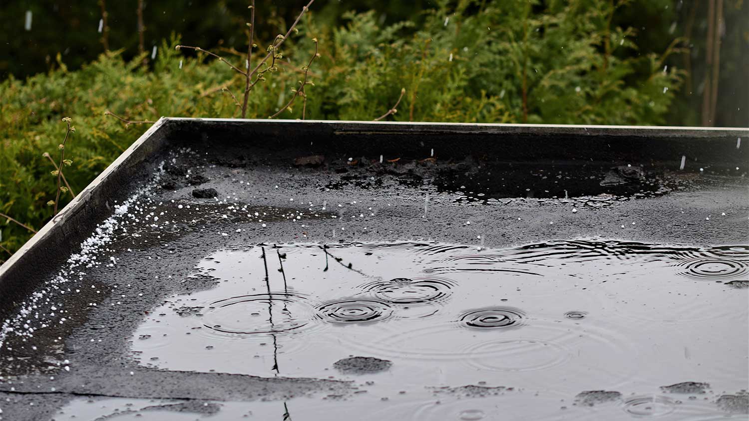 Rain water puddle on a flat roof